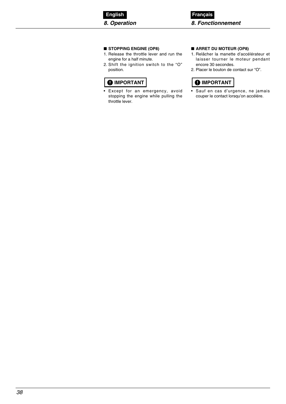 Operation 8. fonctionnement 38 | Zenoah BK4500FL User Manual | Page 38 / 62