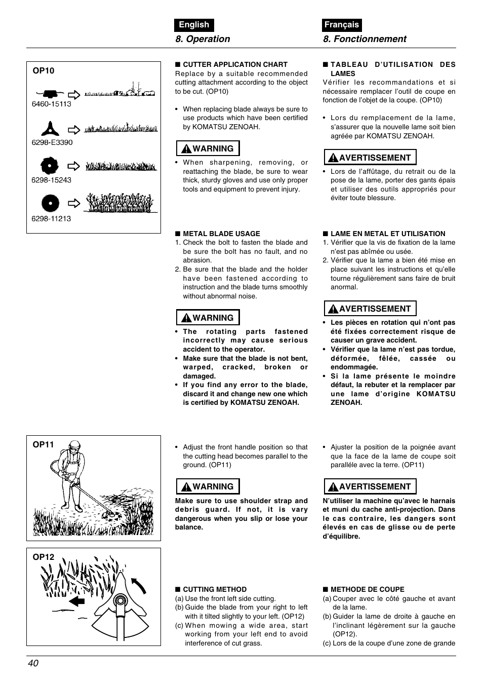 40 8. operation 8. fonctionnement | Zenoah BK4500FL User Manual | Page 40 / 62