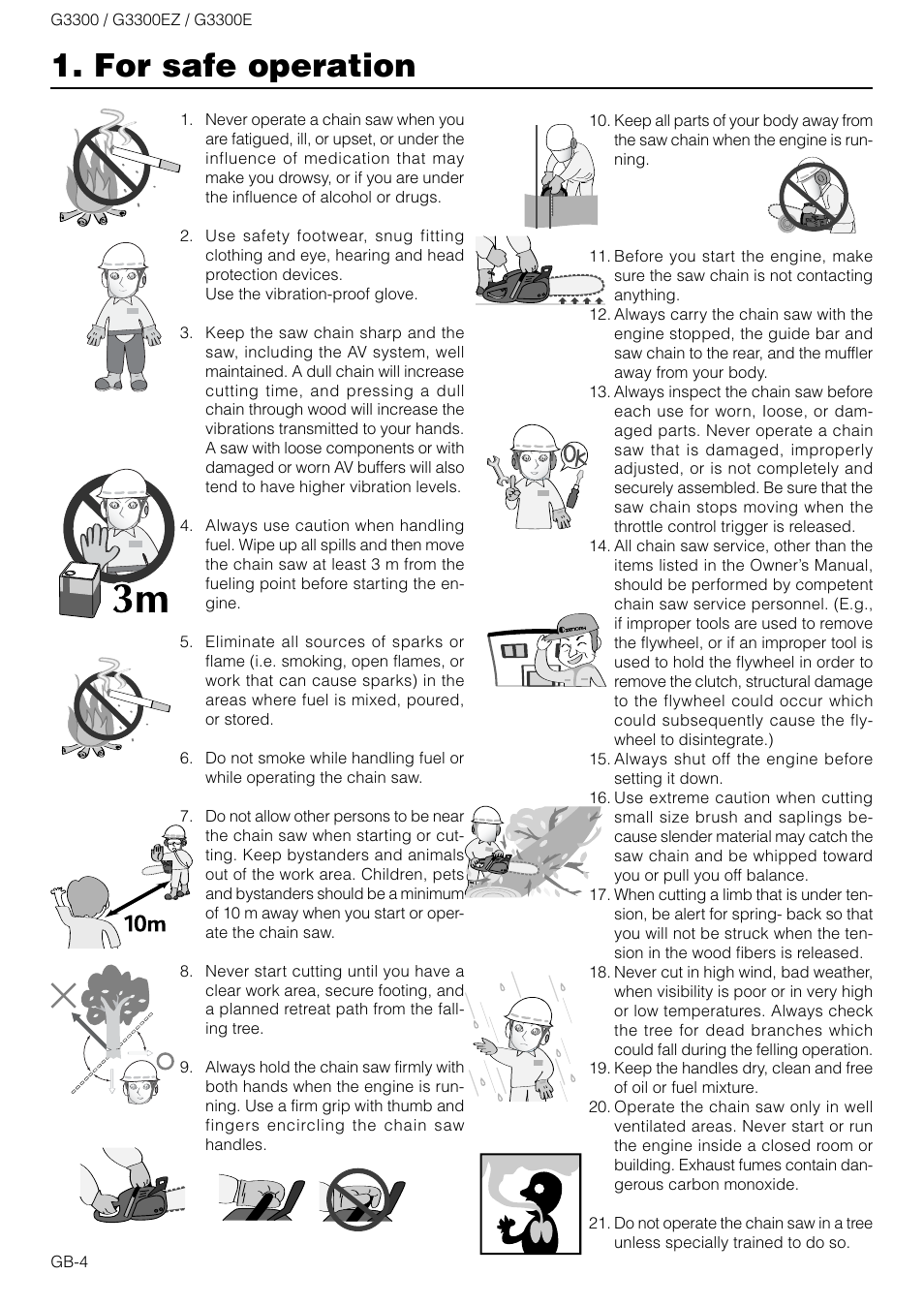 For safe operation | Zenoah G3300E User Manual | Page 4 / 16