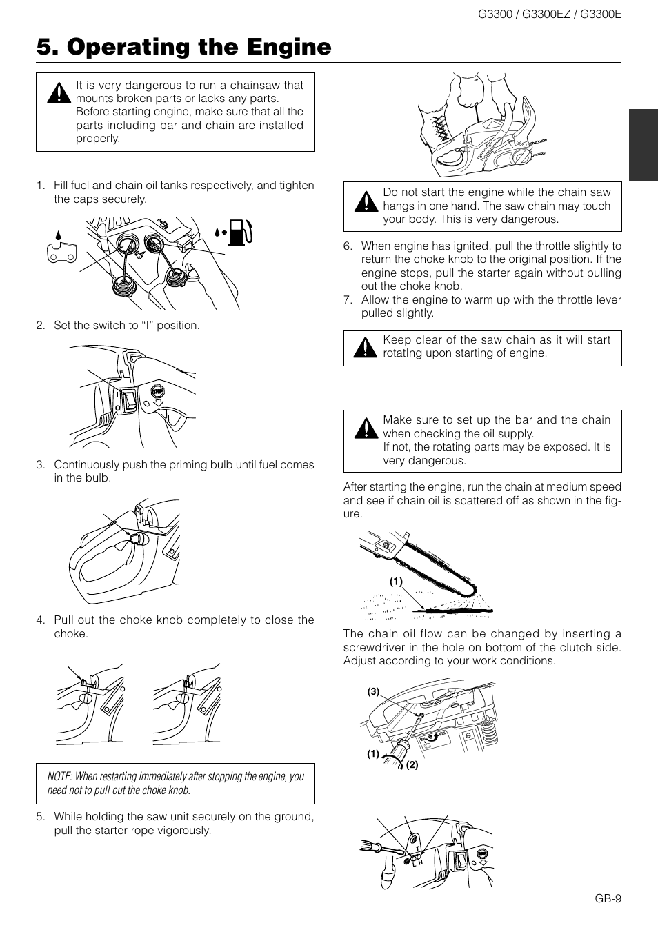 Operating the engine | Zenoah G3300E User Manual | Page 9 / 16