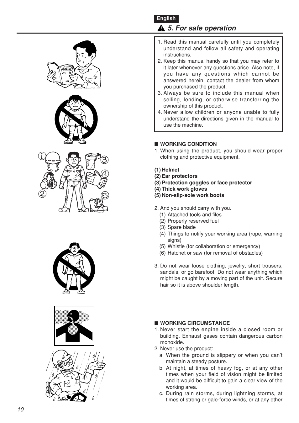 For safe operation | Zenoah SRTZ2401F-CA User Manual | Page 10 / 56