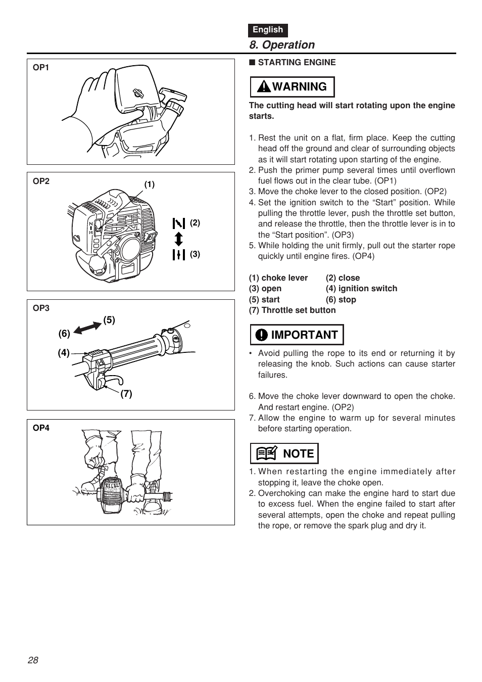 Operation | Zenoah SRTZ2401F-CA User Manual | Page 28 / 56