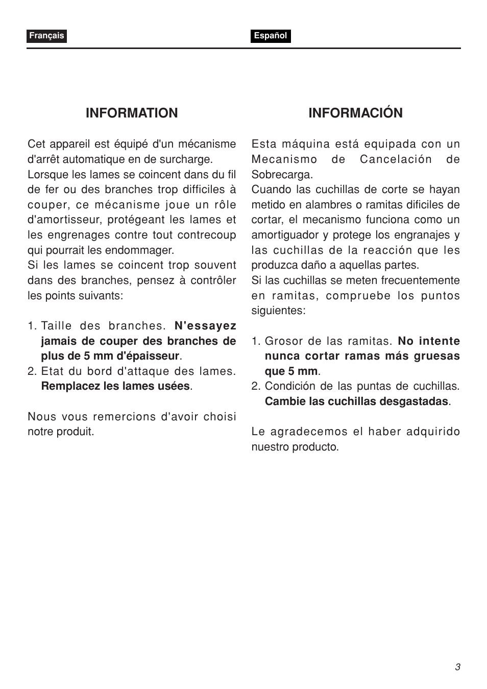 Information, Información | Zenoah SRTZ2401F-CA User Manual | Page 3 / 56