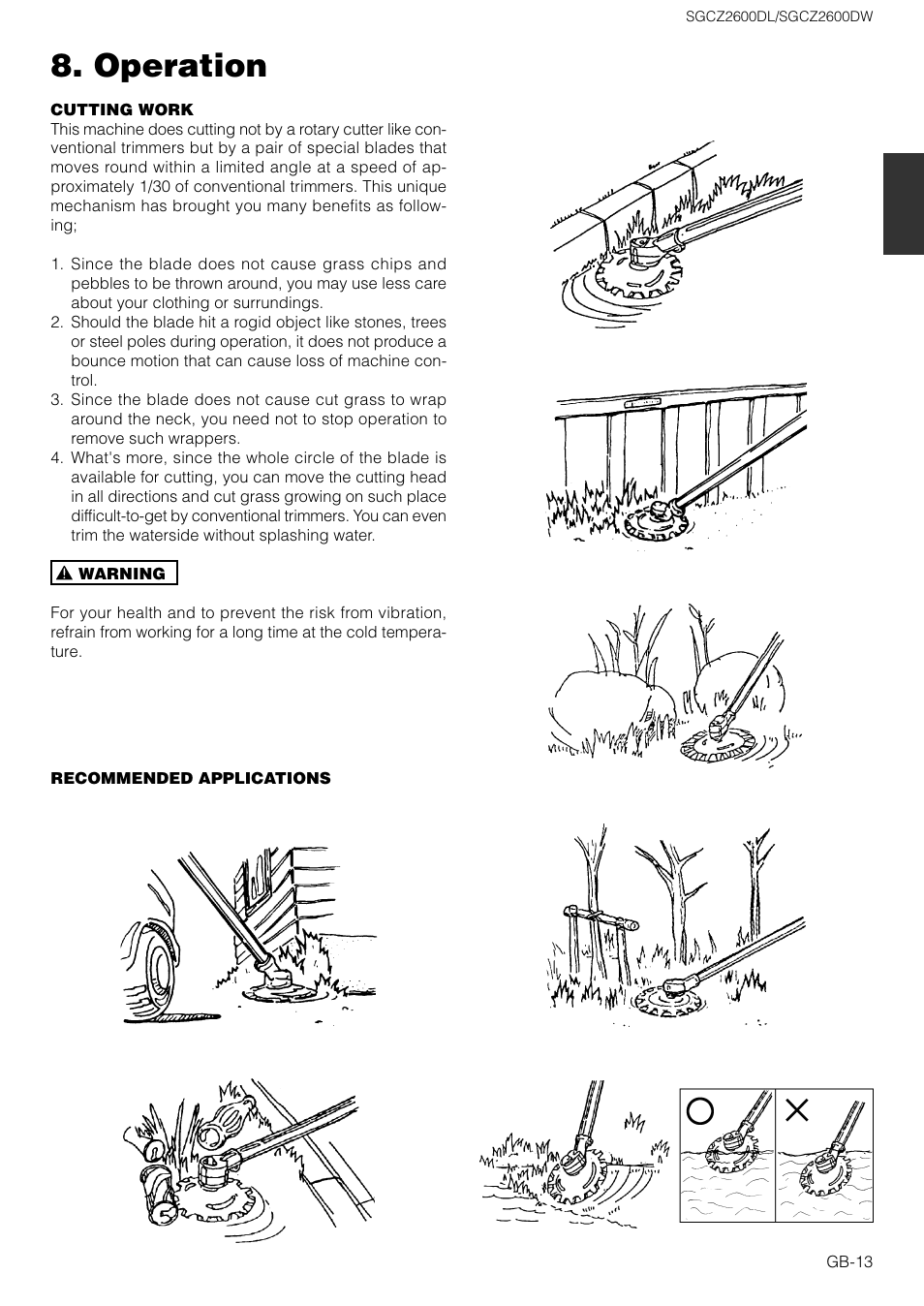 Operation | Zenoah SGCZ2600DW User Manual | Page 13 / 18