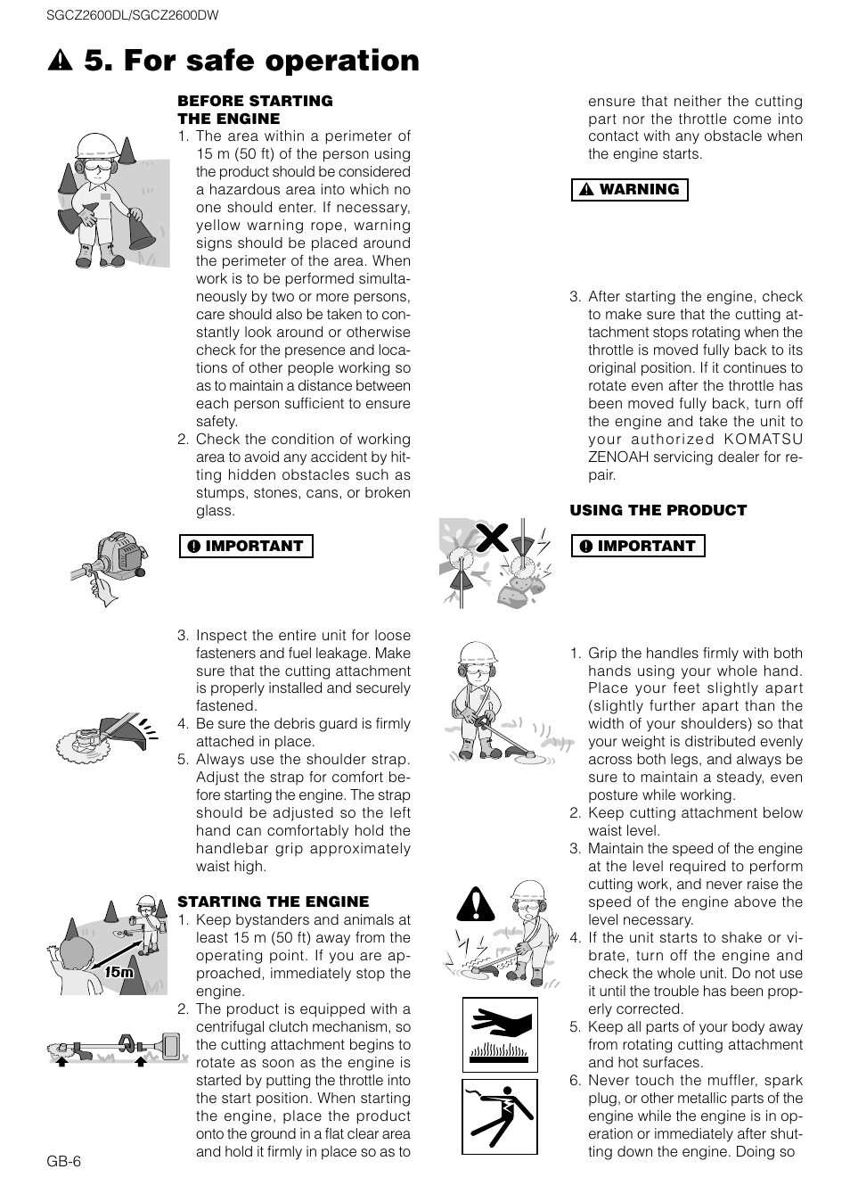 For safe operation | Zenoah SGCZ2600DW User Manual | Page 6 / 18