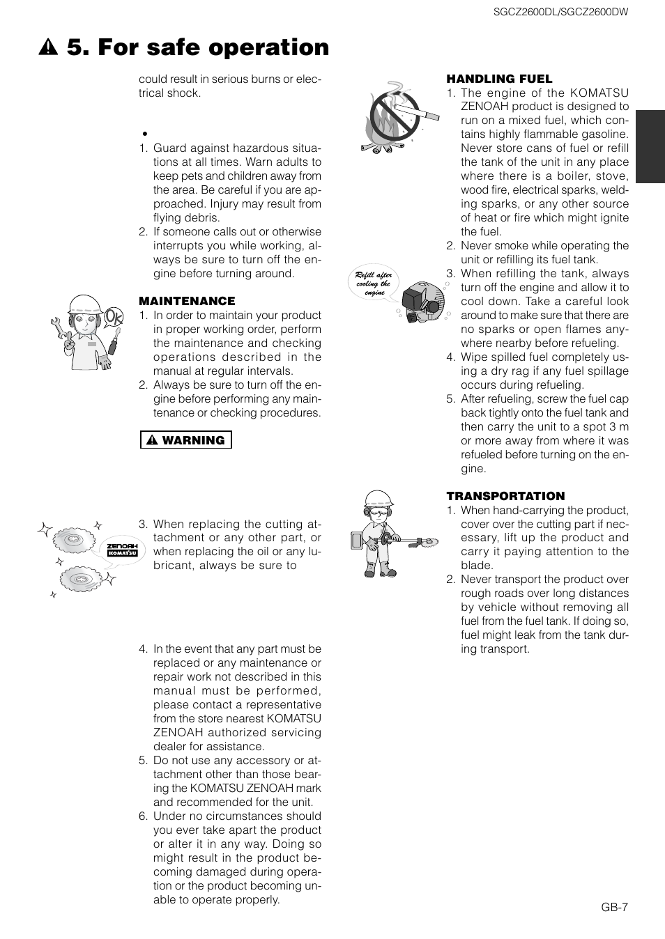 For safe operation | Zenoah SGCZ2600DW User Manual | Page 7 / 18