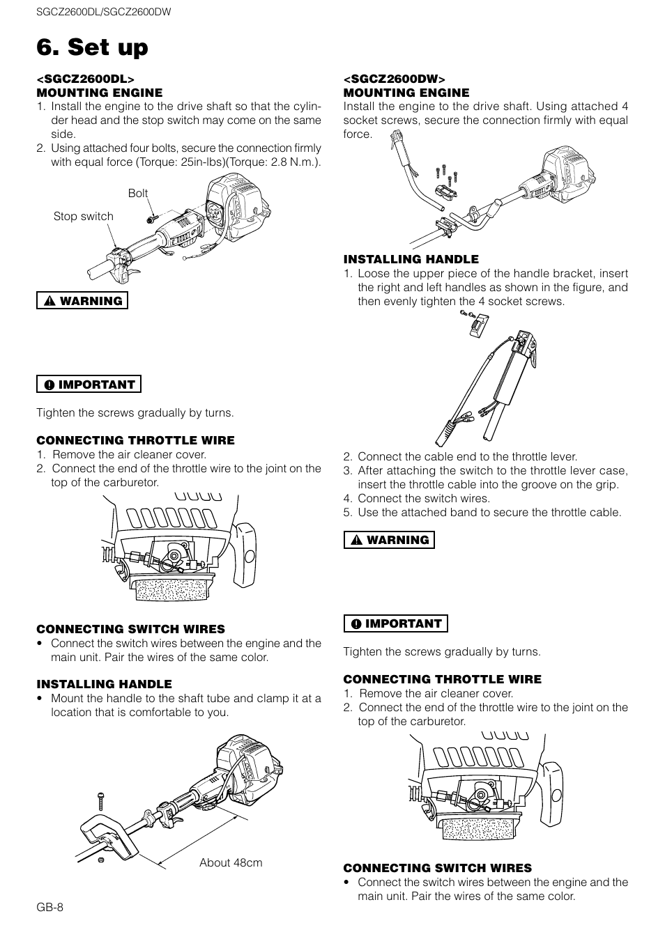 Set up | Zenoah SGCZ2600DW User Manual | Page 8 / 18