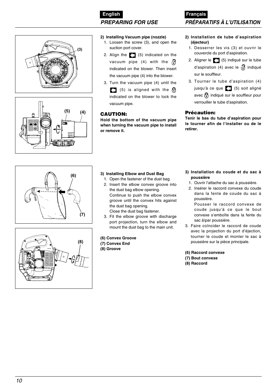 Preparing for use préparatifs à l’utilisation | Zenoah HB2311EZ User Manual | Page 10 / 20