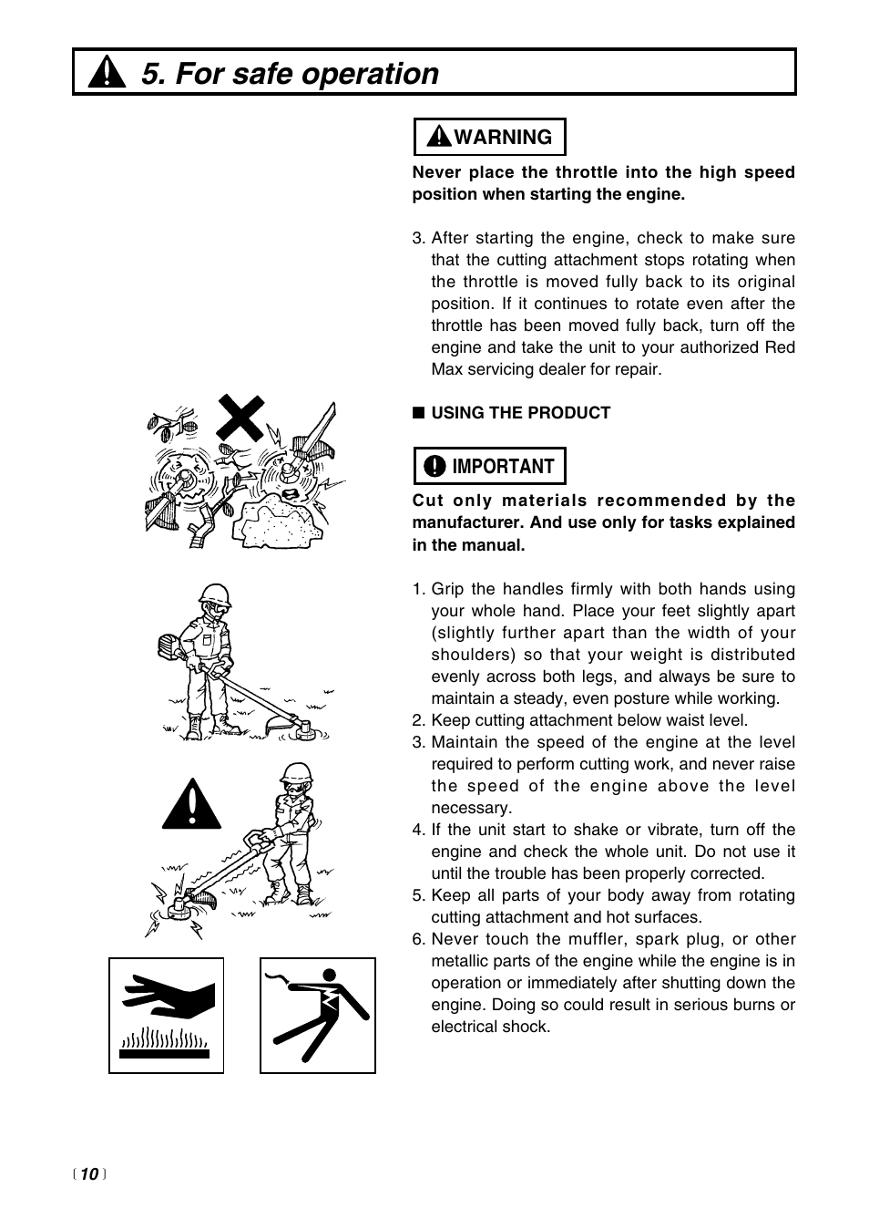 For safe operation | Zenoah BCZ2400S User Manual | Page 10 / 36