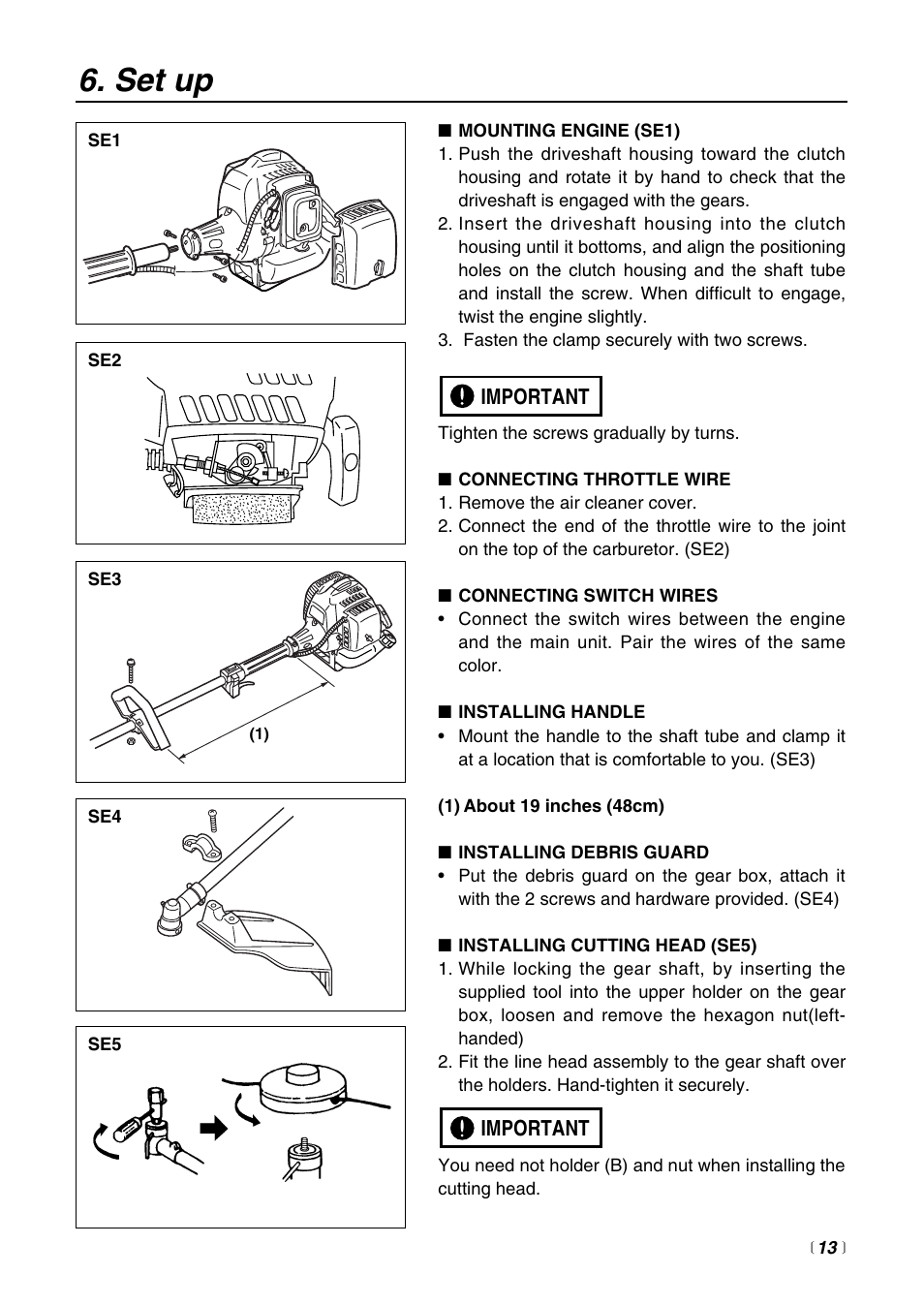 Set up | Zenoah BCZ2400S User Manual | Page 13 / 36