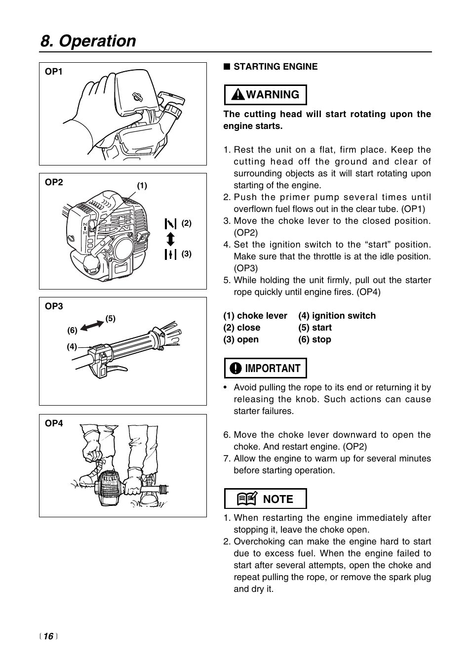 Operation | Zenoah BCZ2400S User Manual | Page 16 / 36