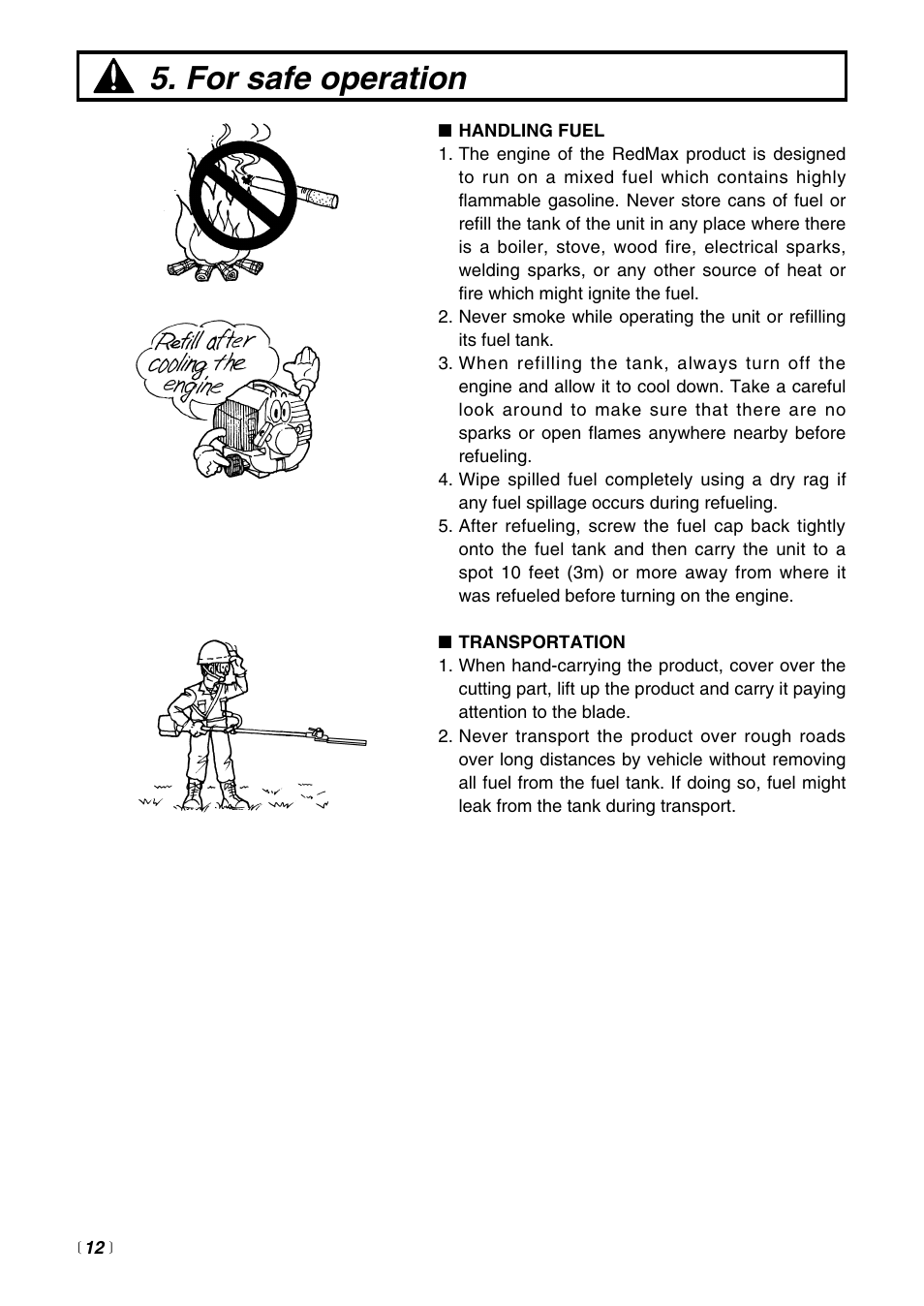 For safe operation | Zenoah SRTZ2500 User Manual | Page 12 / 32