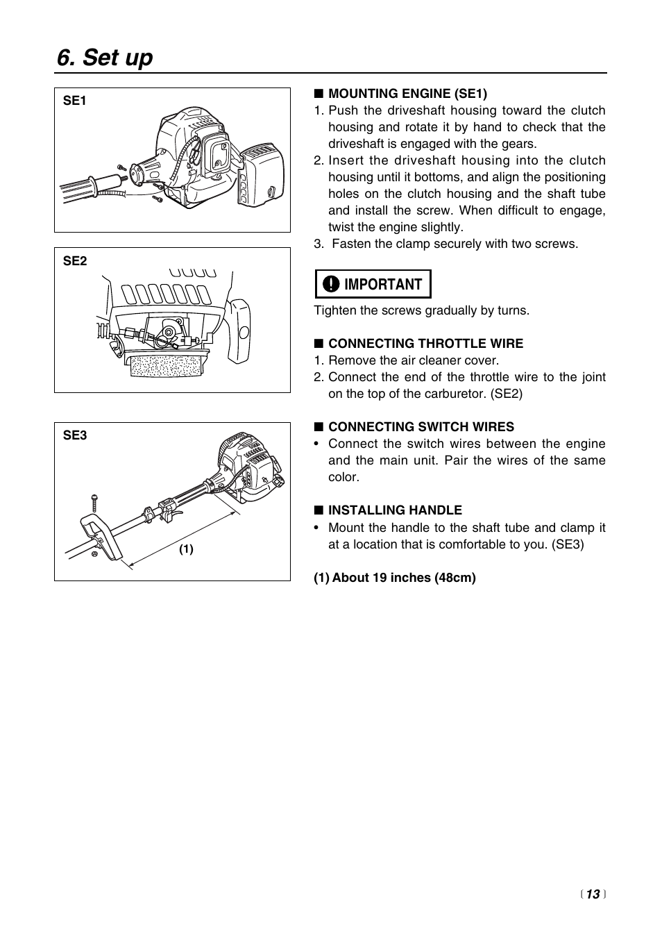 Set up | Zenoah SRTZ2500 User Manual | Page 13 / 32