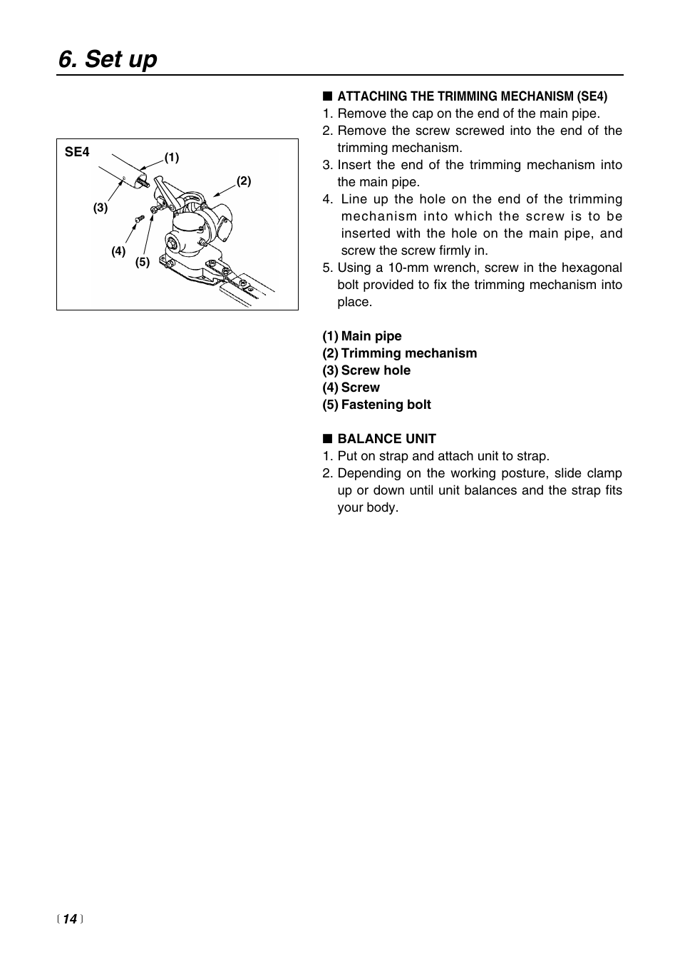 Set up | Zenoah SRTZ2500 User Manual | Page 14 / 32