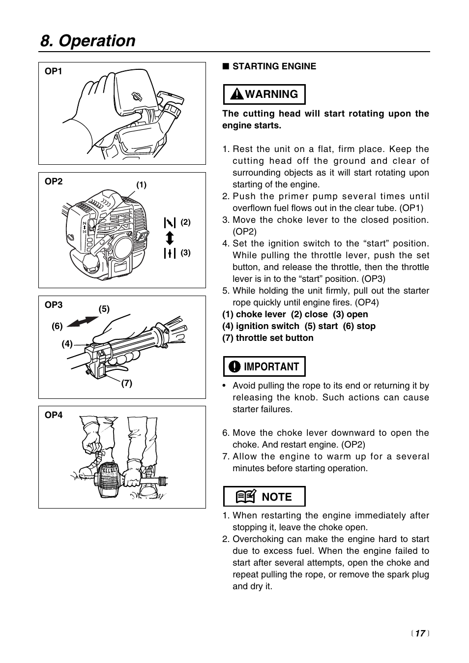 Operation | Zenoah SRTZ2500 User Manual | Page 17 / 32