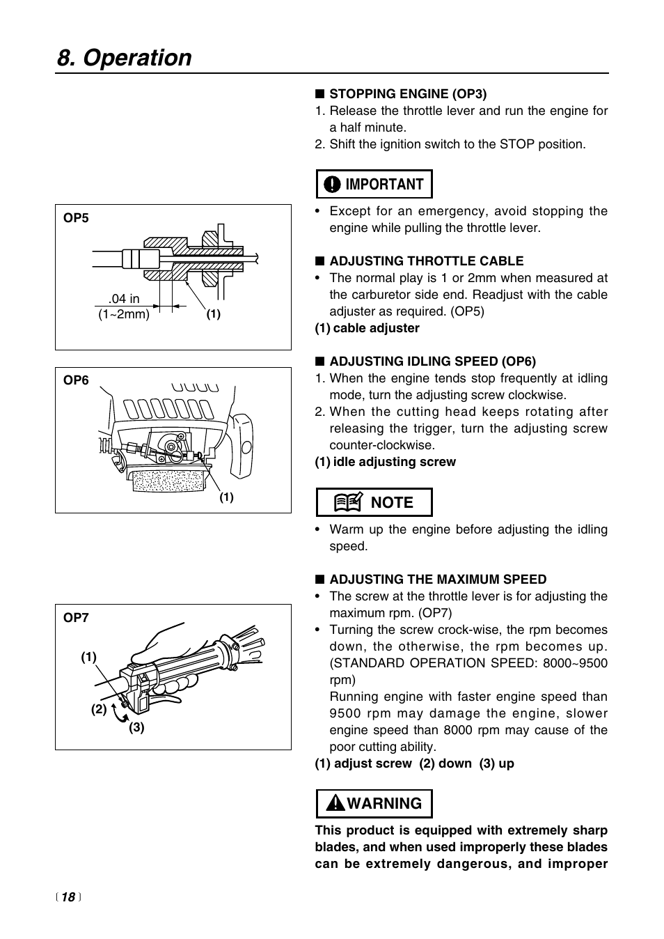 Operation | Zenoah SRTZ2500 User Manual | Page 18 / 32