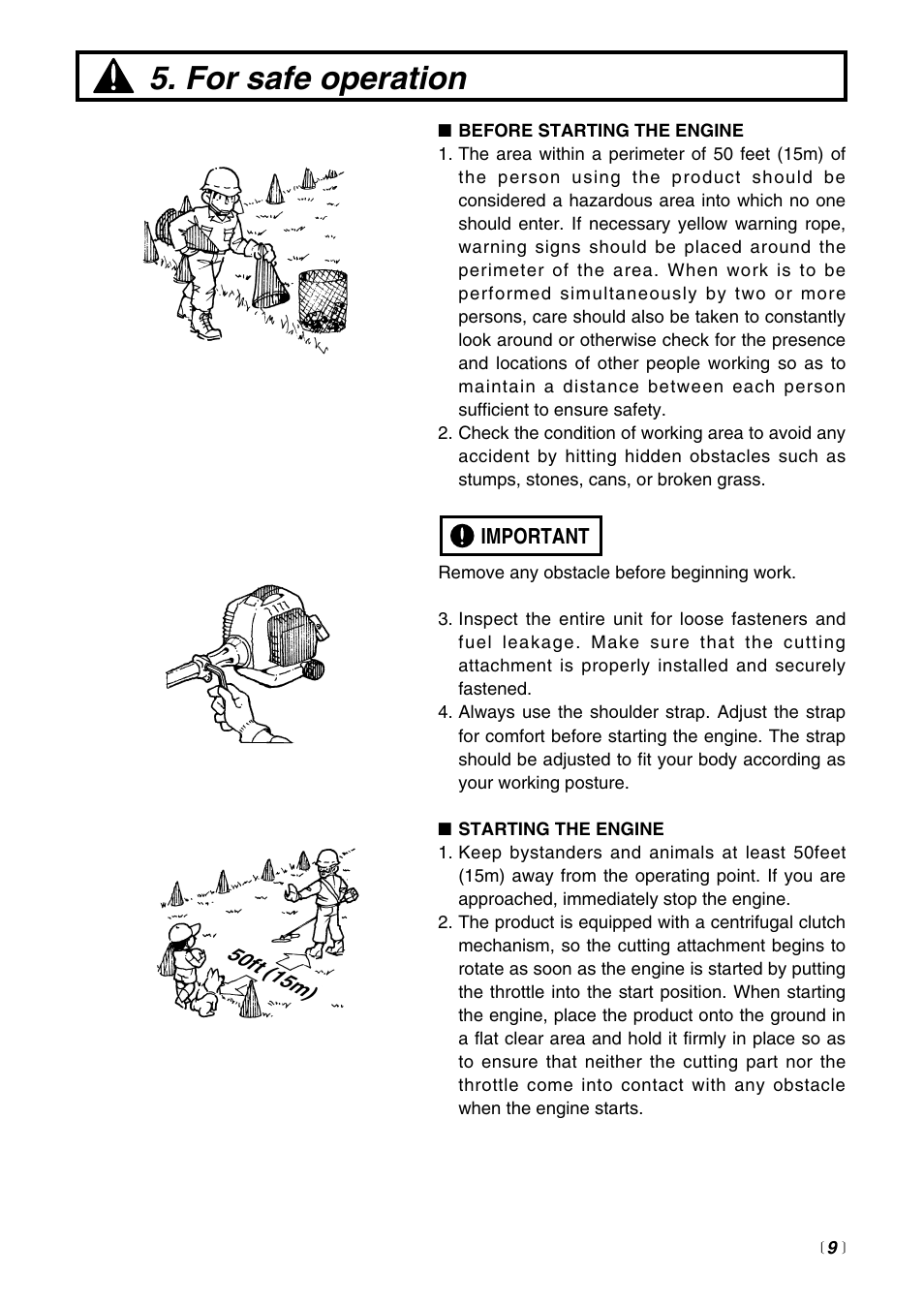 For safe operation | Zenoah SRTZ2500 User Manual | Page 9 / 32