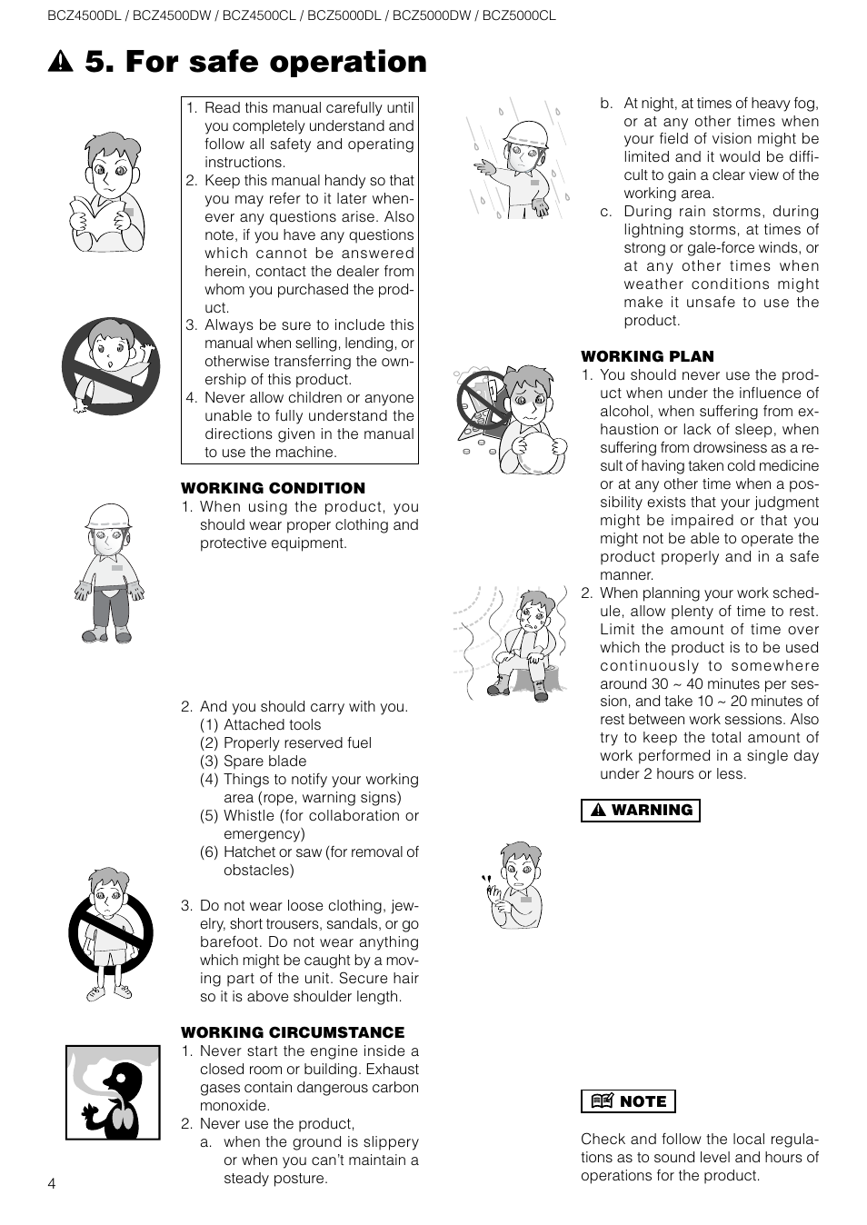 For safe operation | Zenoah BCZ5000DL/DW User Manual | Page 4 / 16