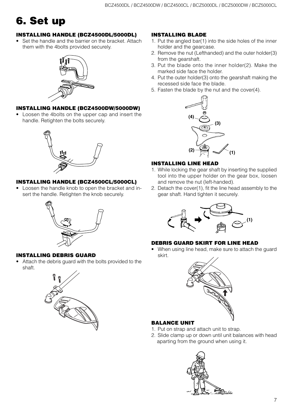 Set up | Zenoah BCZ5000DL/DW User Manual | Page 7 / 16