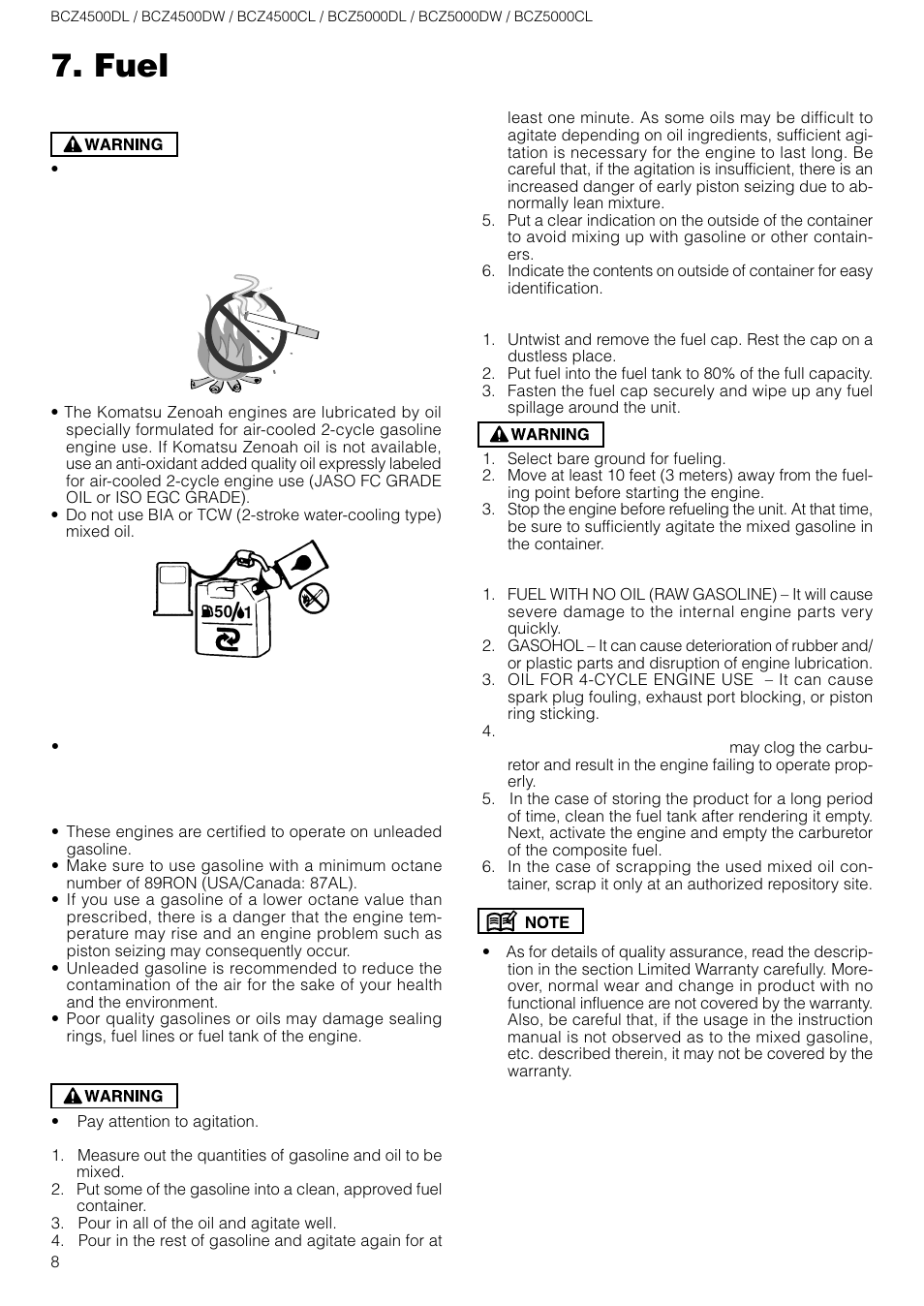 Fuel | Zenoah BCZ5000DL/DW User Manual | Page 8 / 16