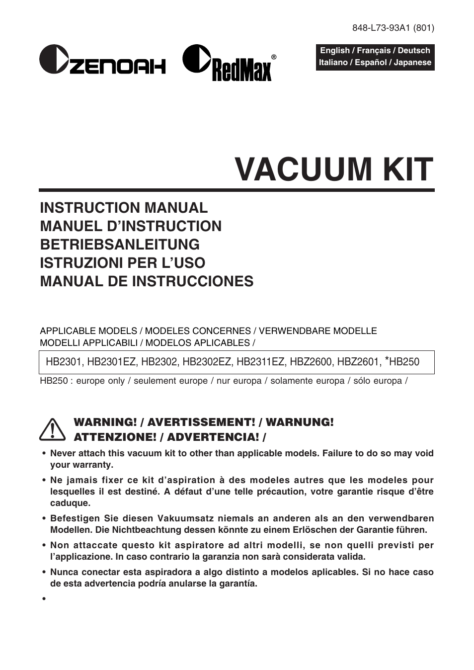 Zenoah HB2301EZ User Manual | 20 pages