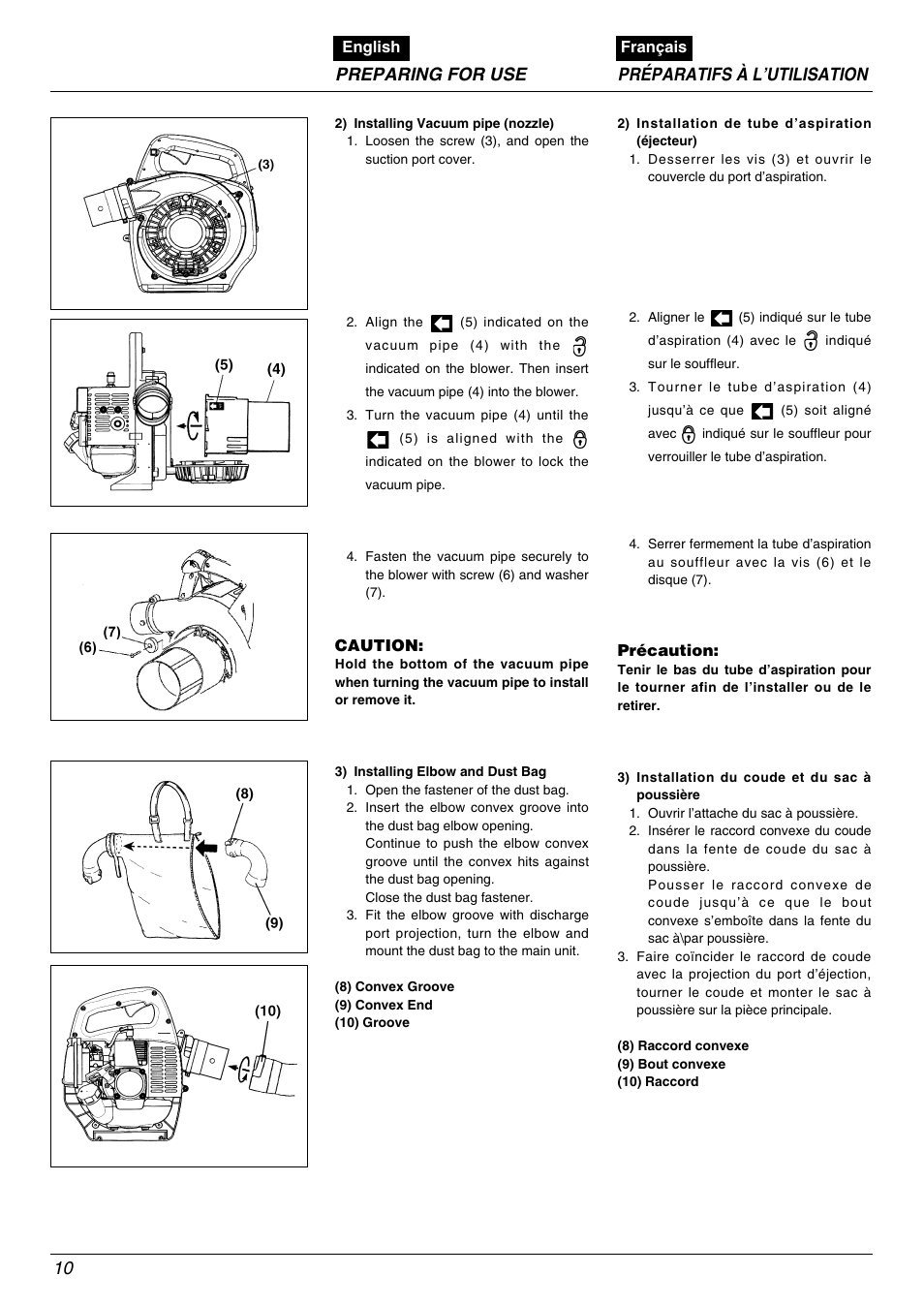 Preparing for use préparatifs à l’utilisation | Zenoah HB2301EZ User Manual | Page 10 / 20