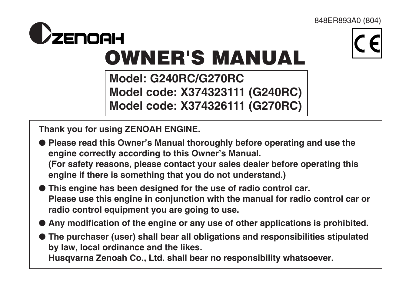 Zenoah G240RC User Manual | 32 pages