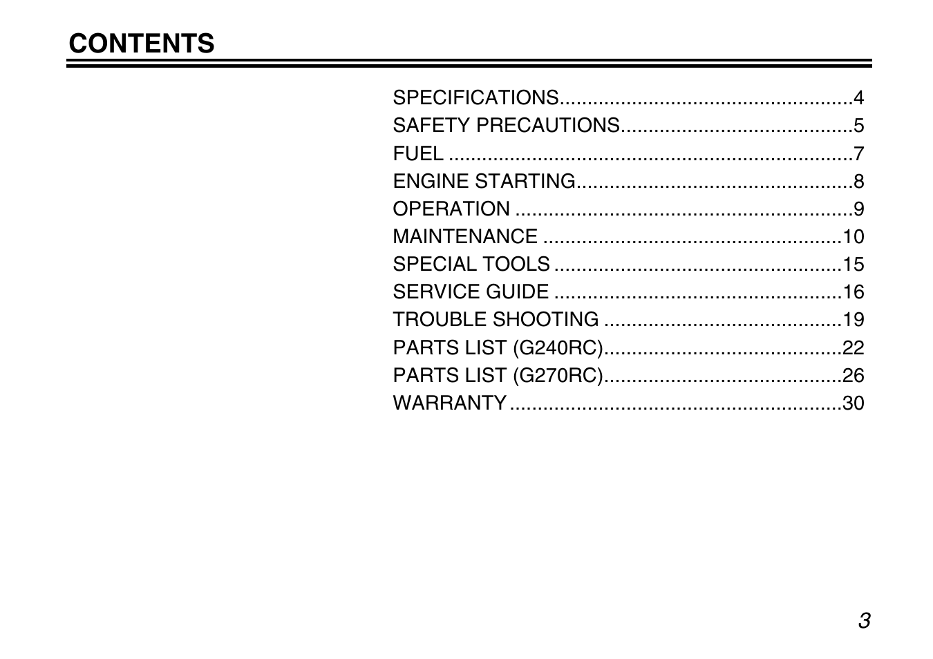Zenoah G240RC User Manual | Page 3 / 32