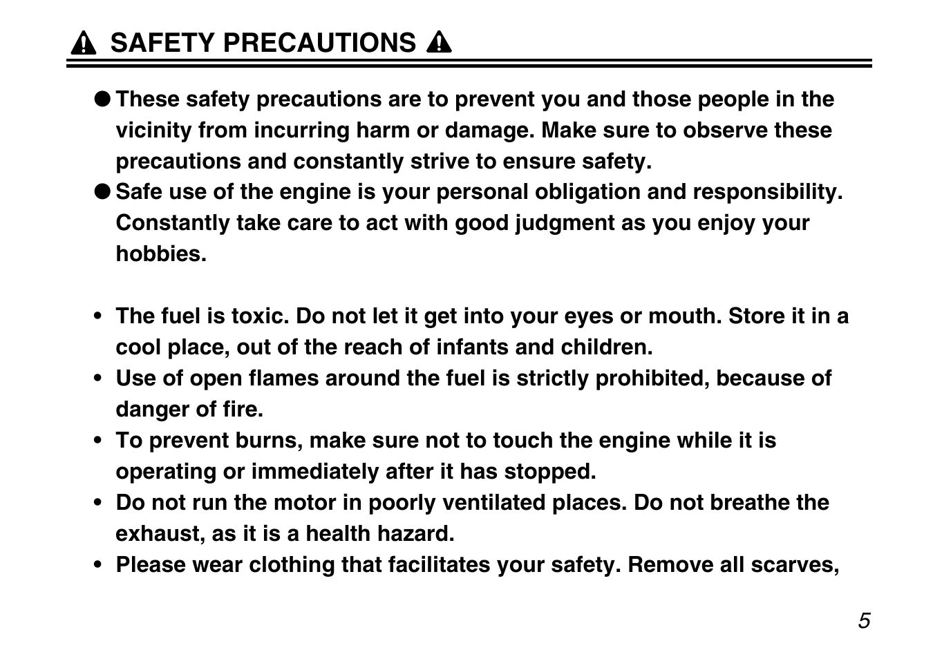 Safety precautions | Zenoah G240RC User Manual | Page 5 / 32