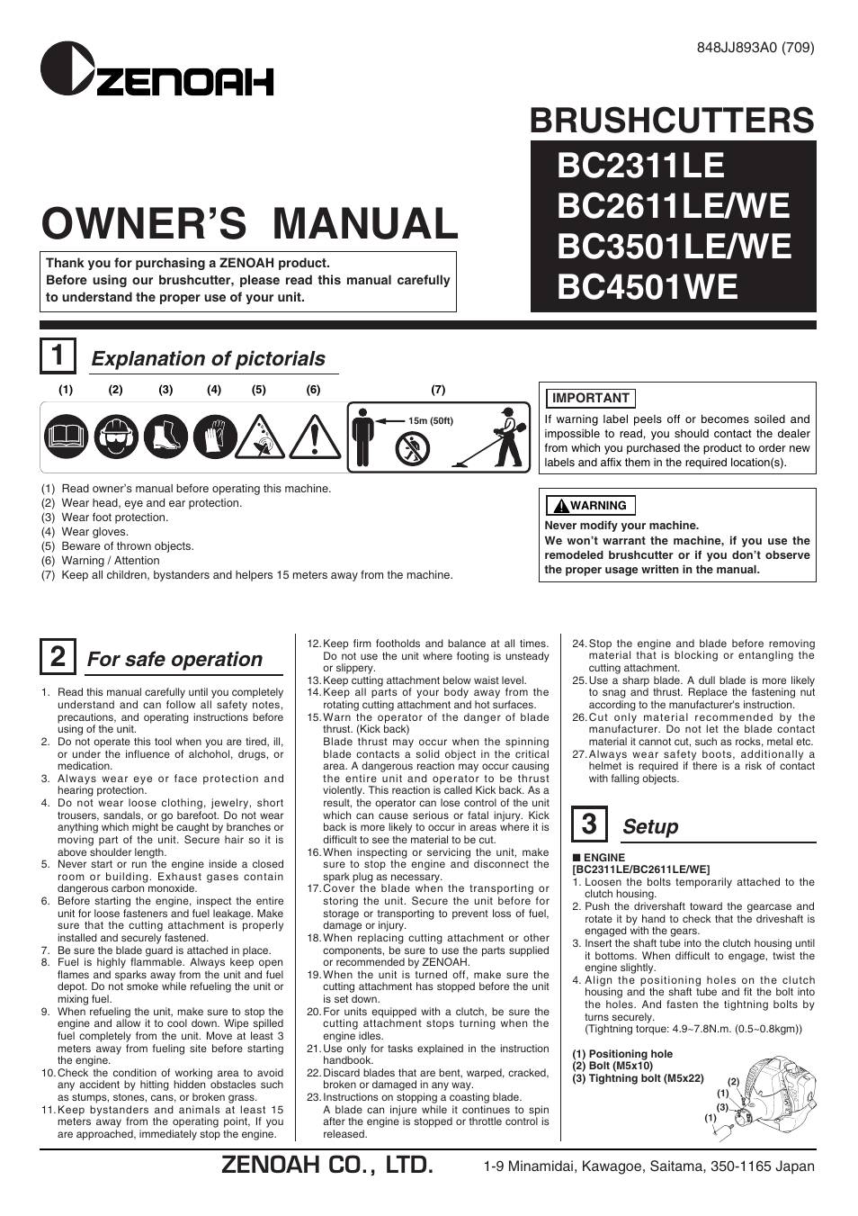 Zenoah BC3501LE/WE User Manual | 4 pages