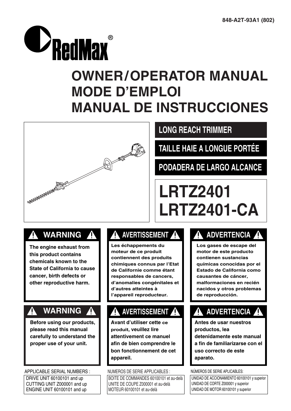 Zenoah LRTZ2401 User Manual | 56 pages