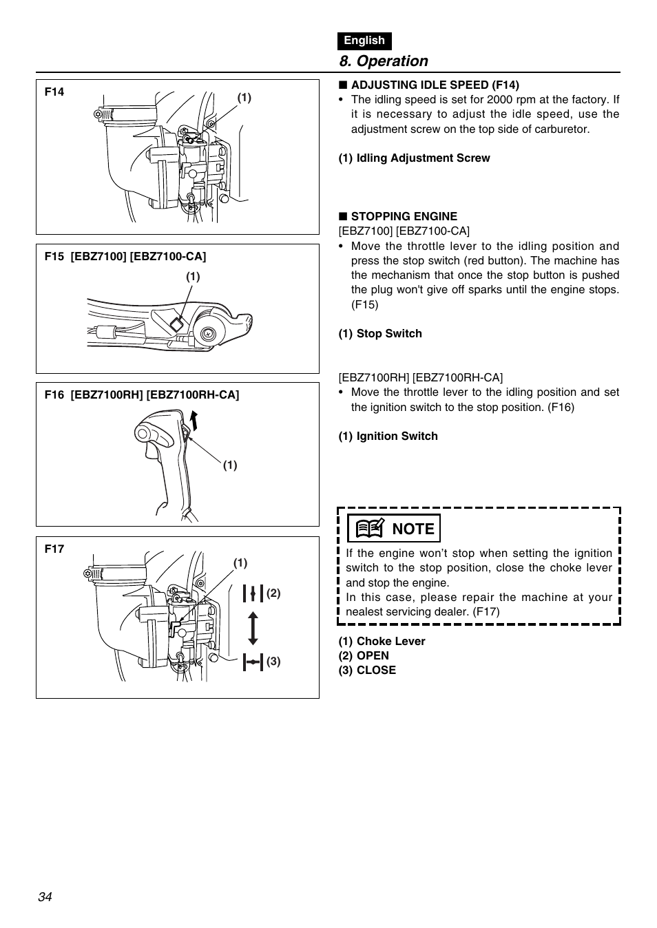 Operation | Zenoah EBZ7100 User Manual | Page 34 / 60