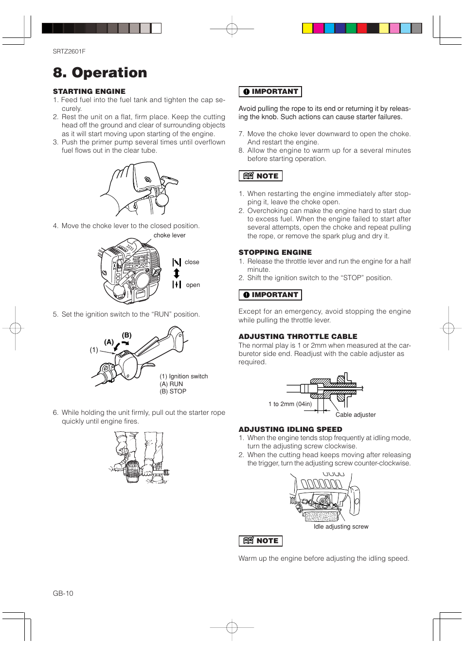 Operation | Zenoah SRTZ2601F User Manual | Page 10 / 15