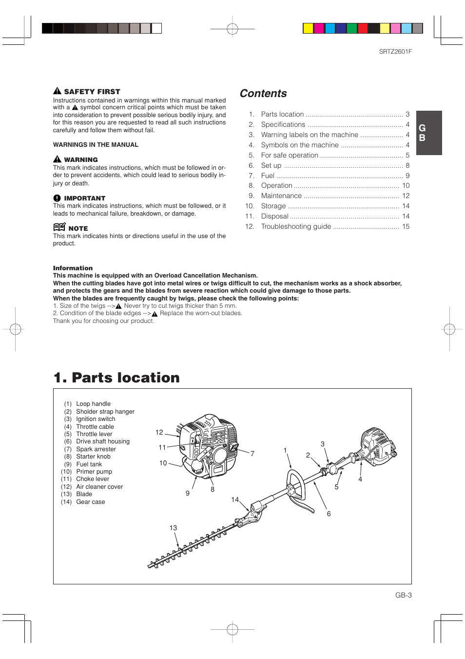 Zenoah SRTZ2601F User Manual | Page 3 / 15