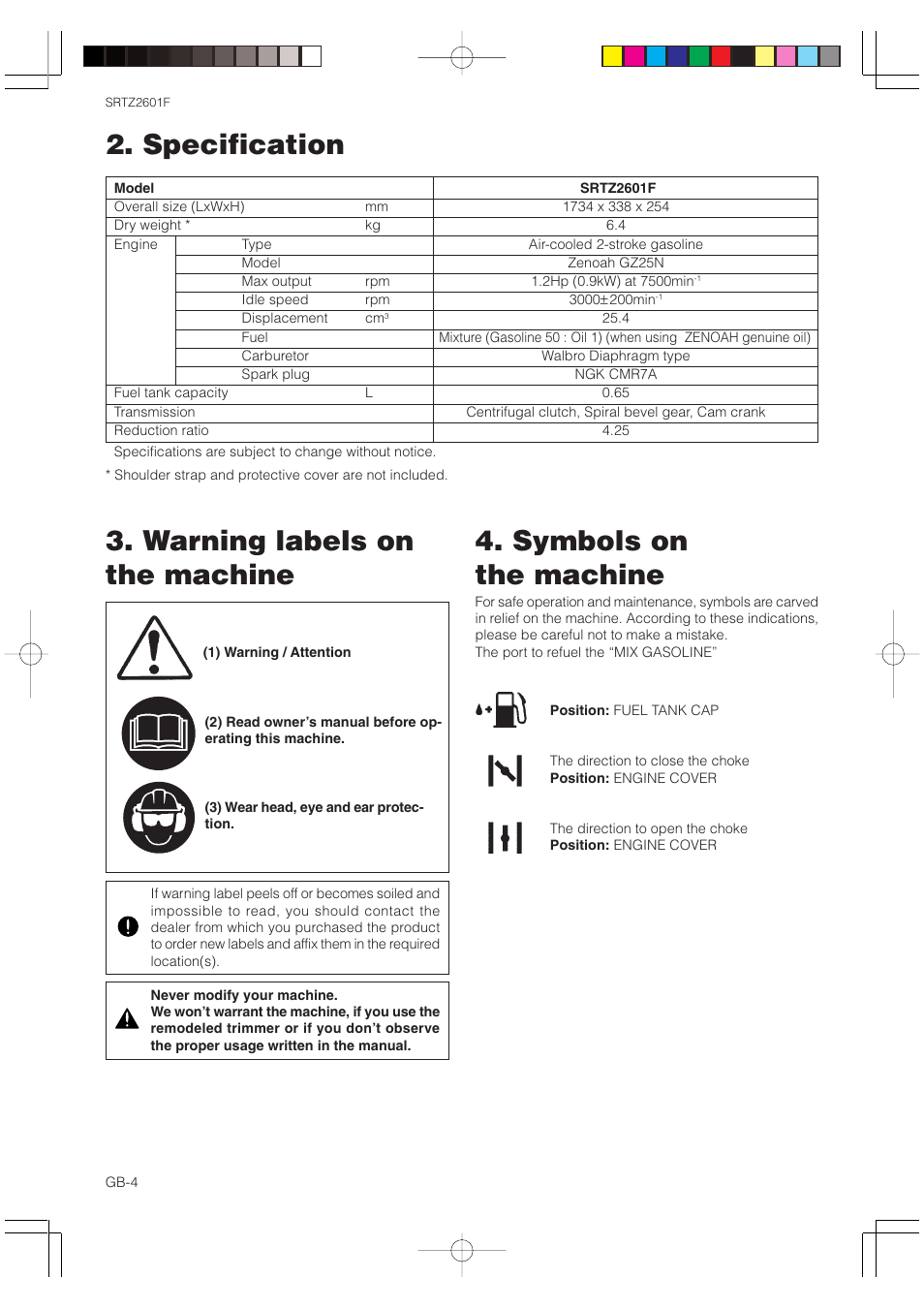 Zenoah SRTZ2601F User Manual | Page 4 / 15