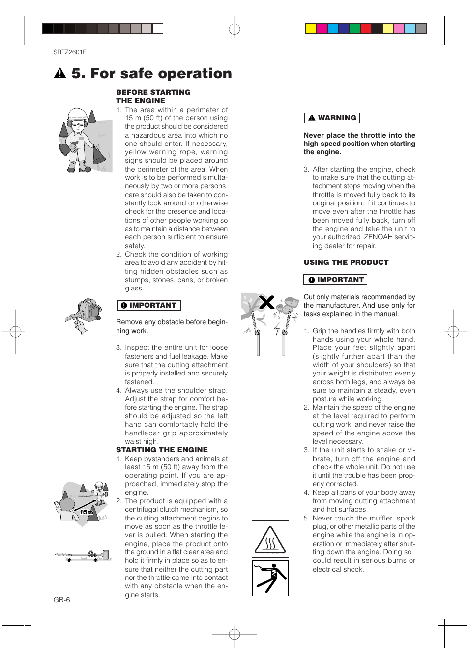 For safe operation | Zenoah SRTZ2601F User Manual | Page 6 / 15