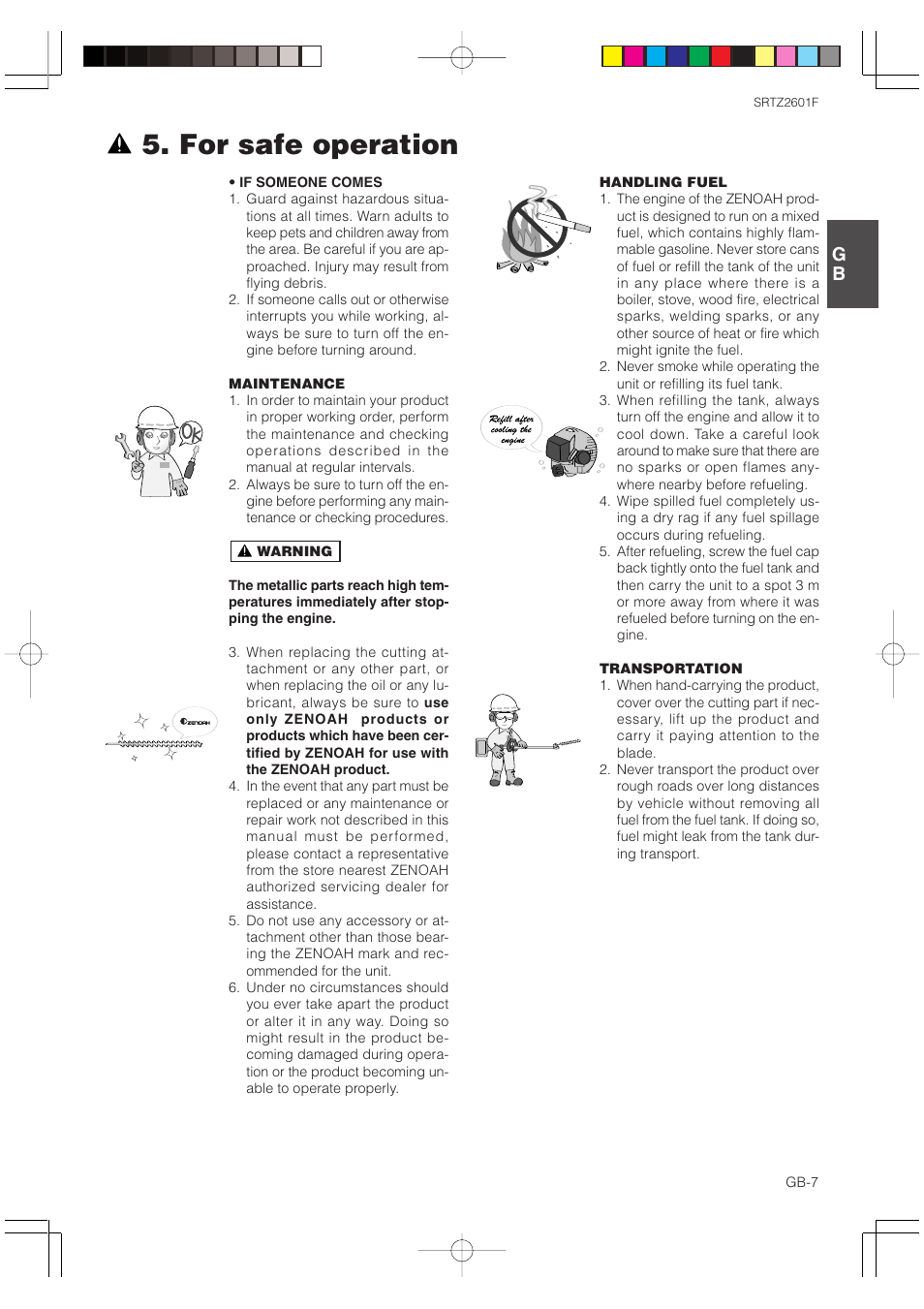 For safe operation | Zenoah SRTZ2601F User Manual | Page 7 / 15