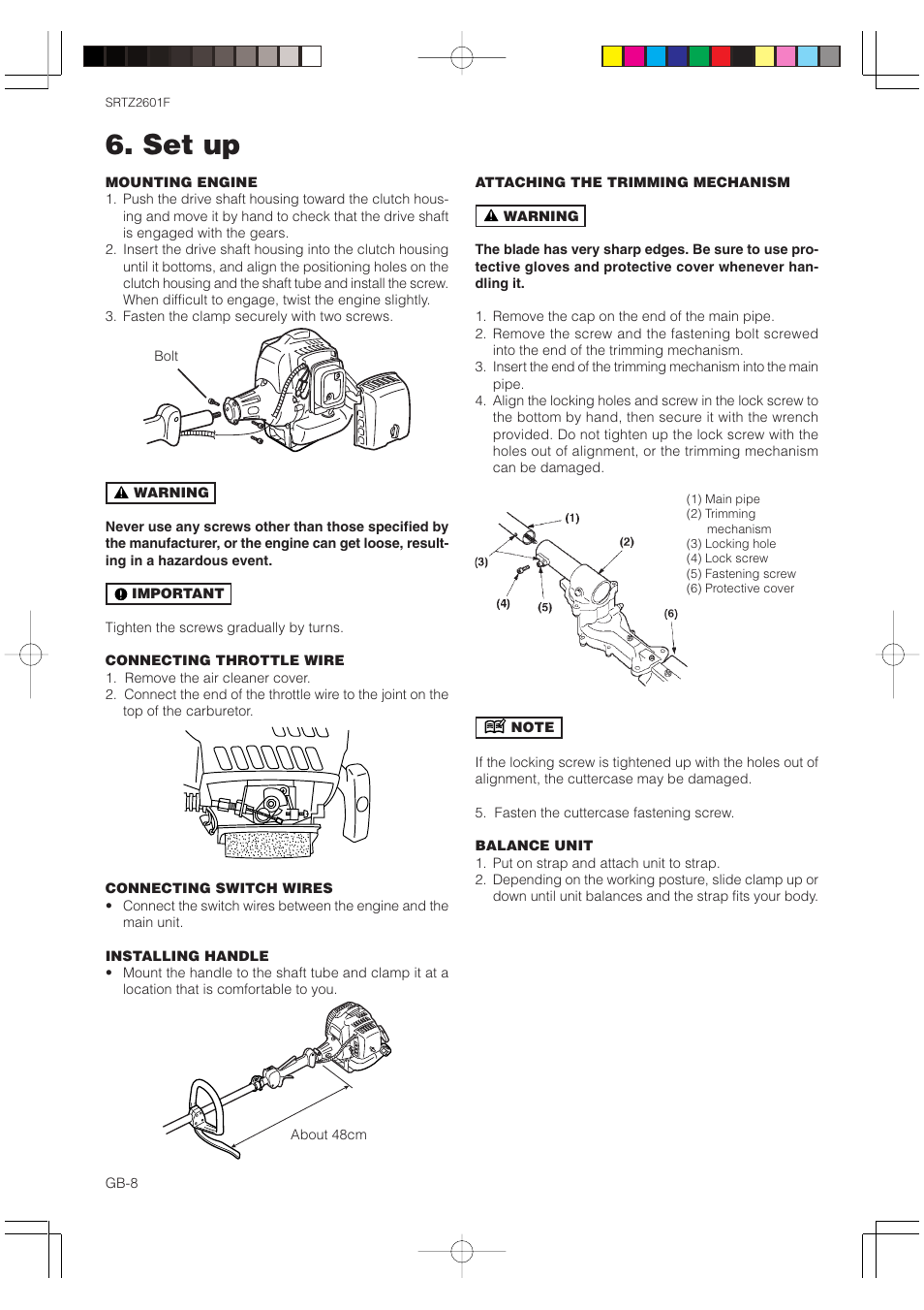 Set up | Zenoah SRTZ2601F User Manual | Page 8 / 15