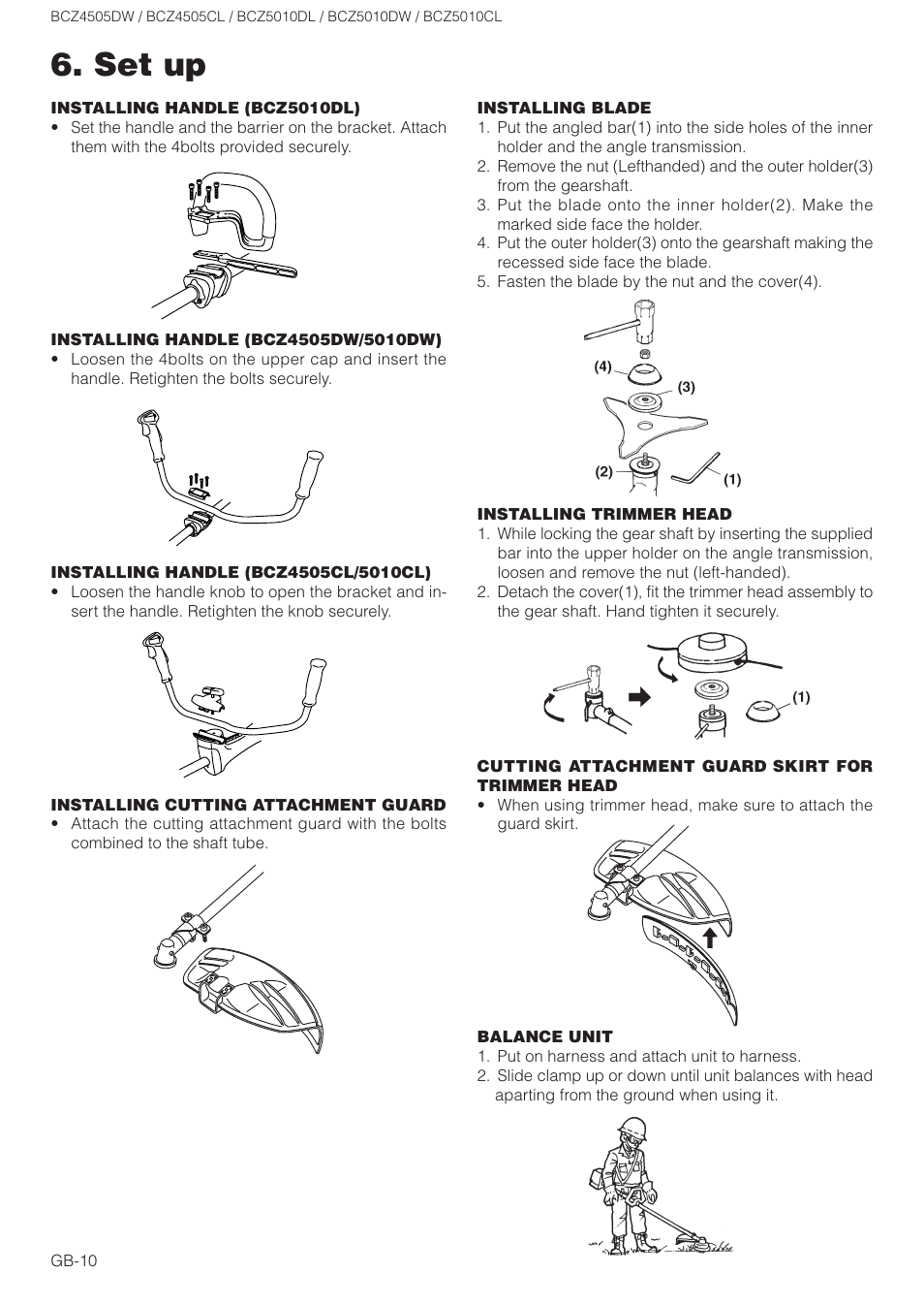 Set up | Zenoah BCZ5010CL User Manual | Page 10 / 19