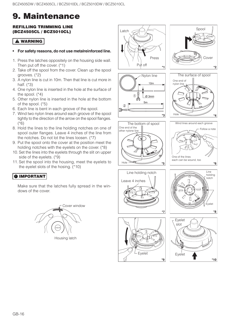 Maintenance | Zenoah BCZ5010CL User Manual | Page 16 / 19