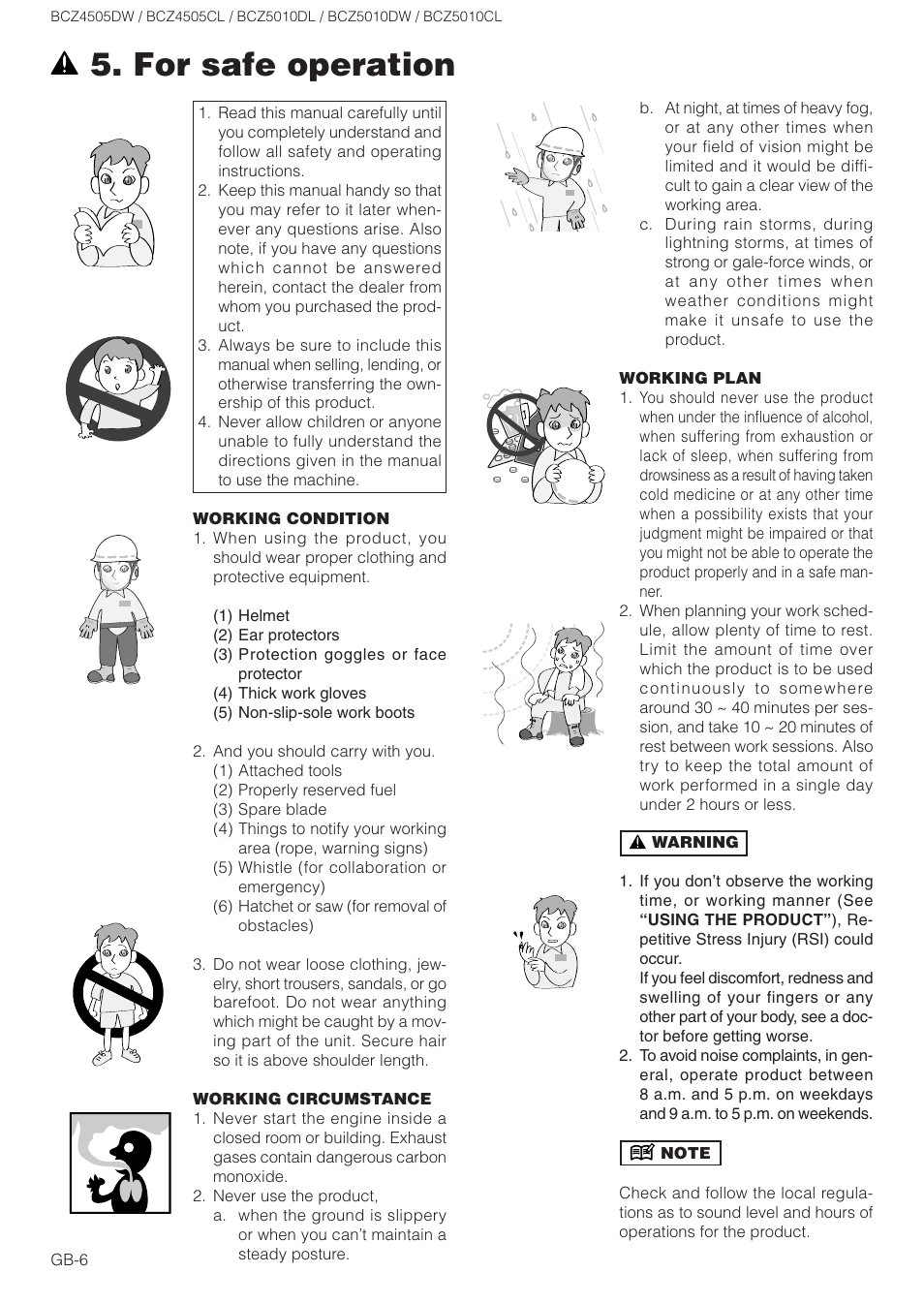 For safe operation | Zenoah BCZ5010CL User Manual | Page 6 / 19