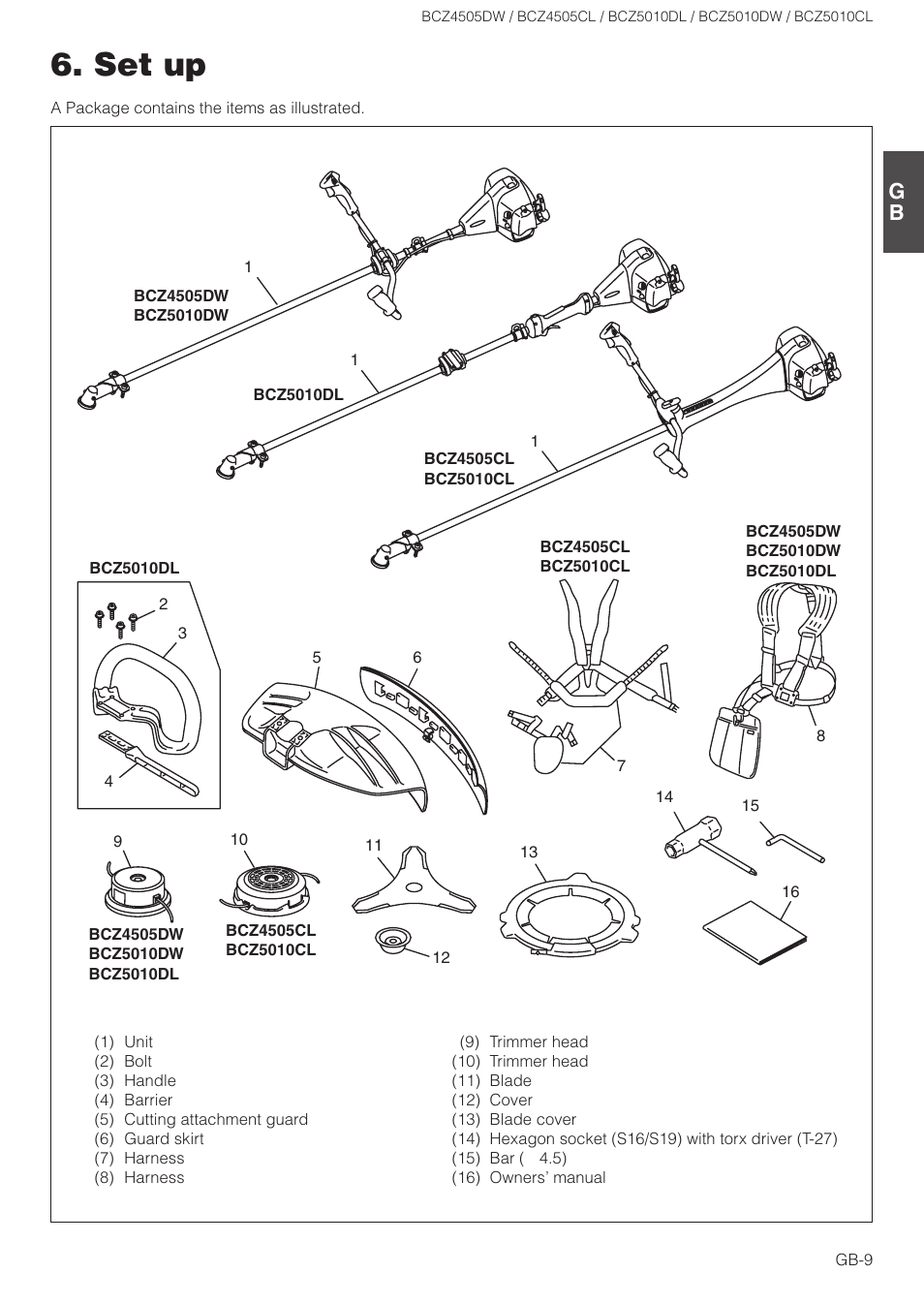 Set up | Zenoah BCZ5010CL User Manual | Page 9 / 19