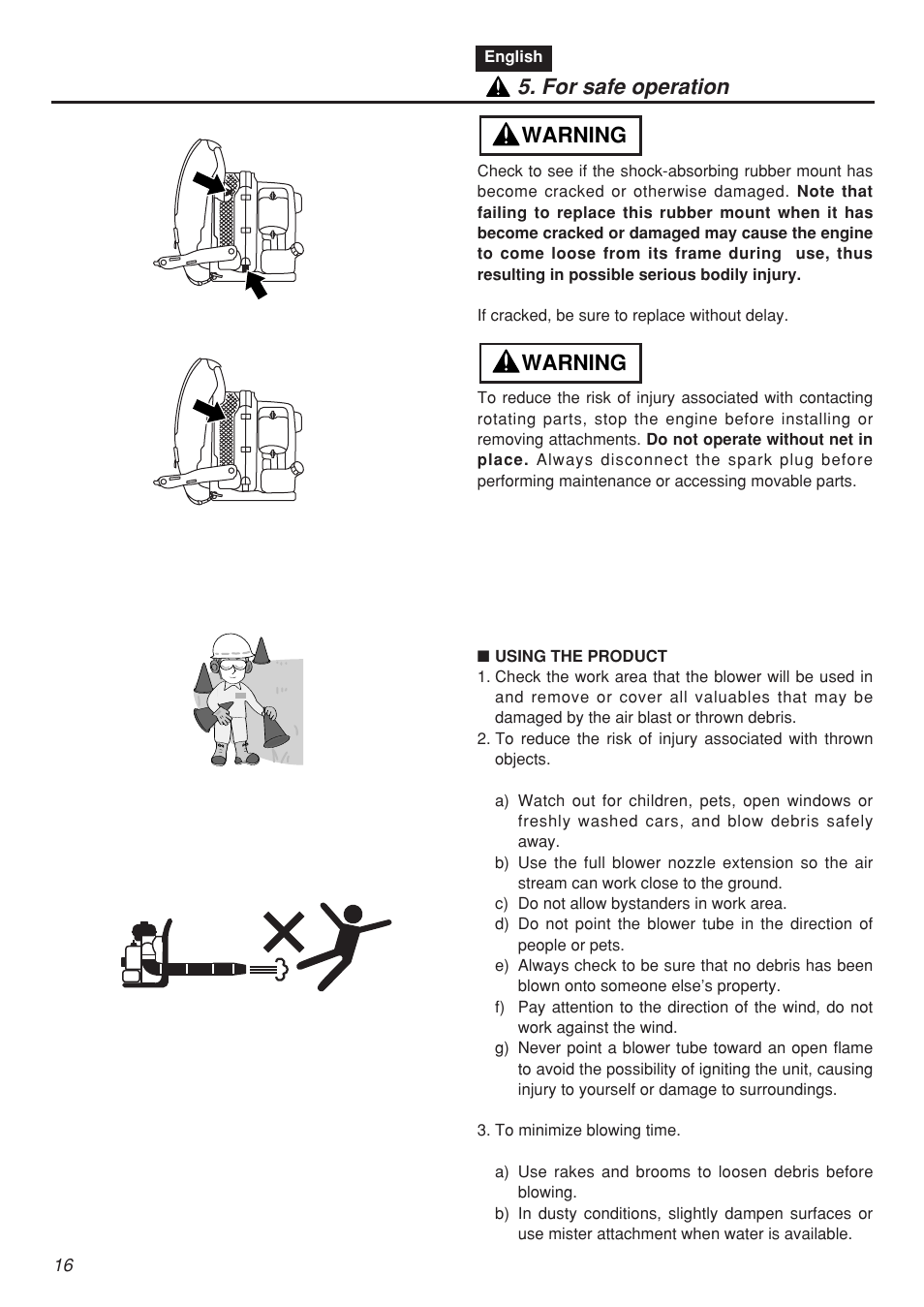 Warning, Warning 5. for safe operation | Zenoah EBZ5100 User Manual | Page 16 / 60