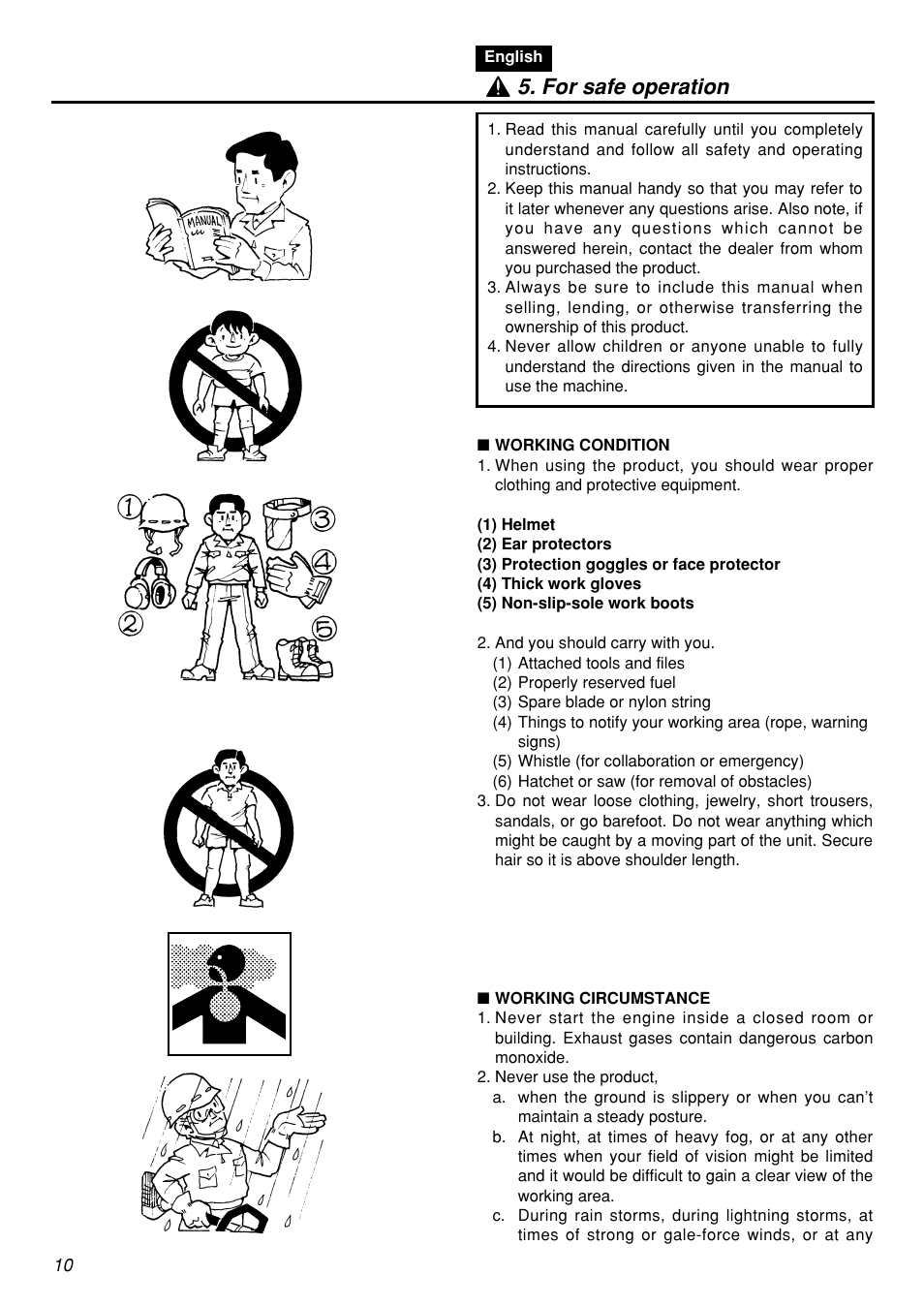 For safe operation | Zenoah BCZ3001S-CA User Manual | Page 10 / 68