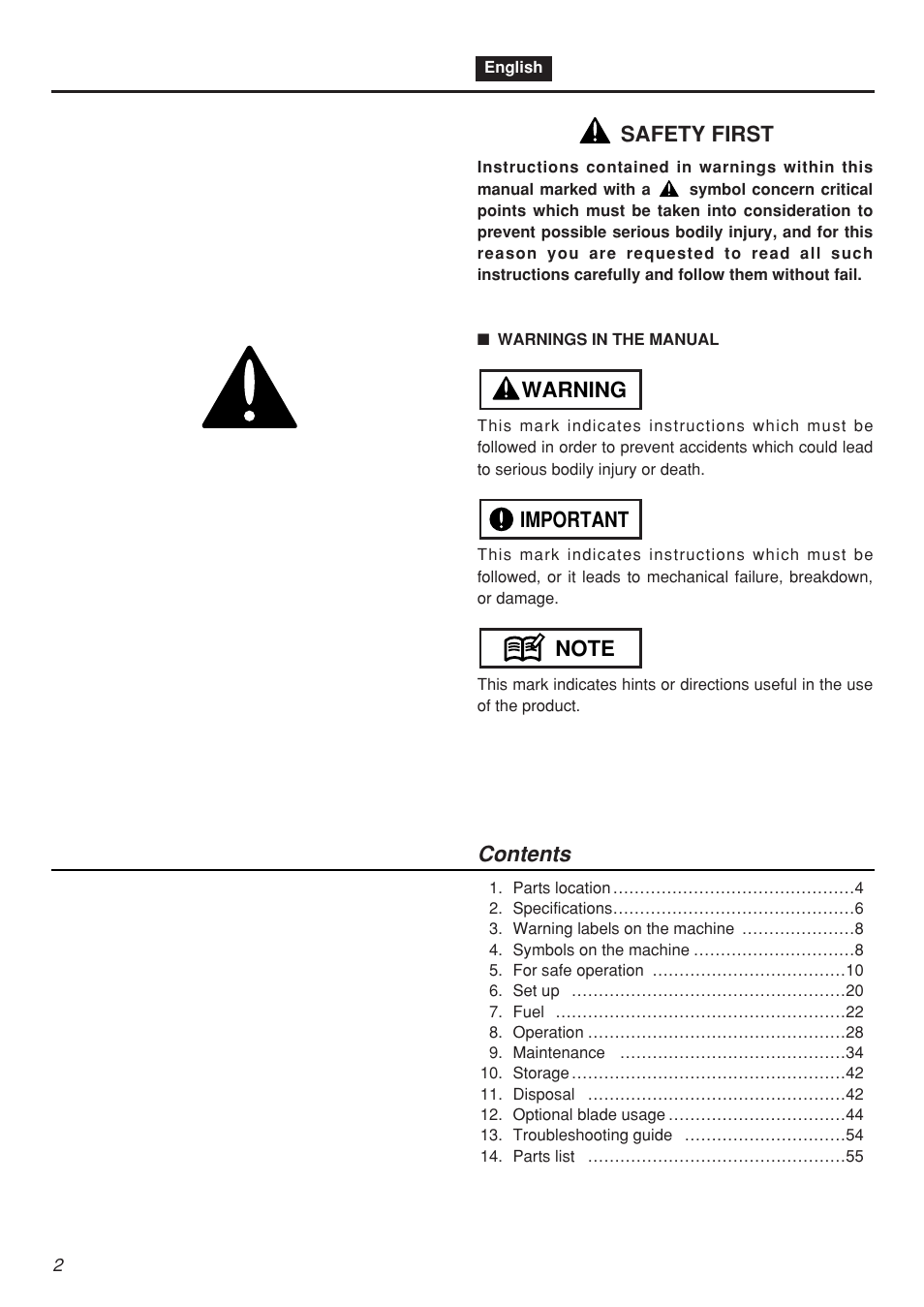 Zenoah BCZ3001S-CA User Manual | Page 2 / 68