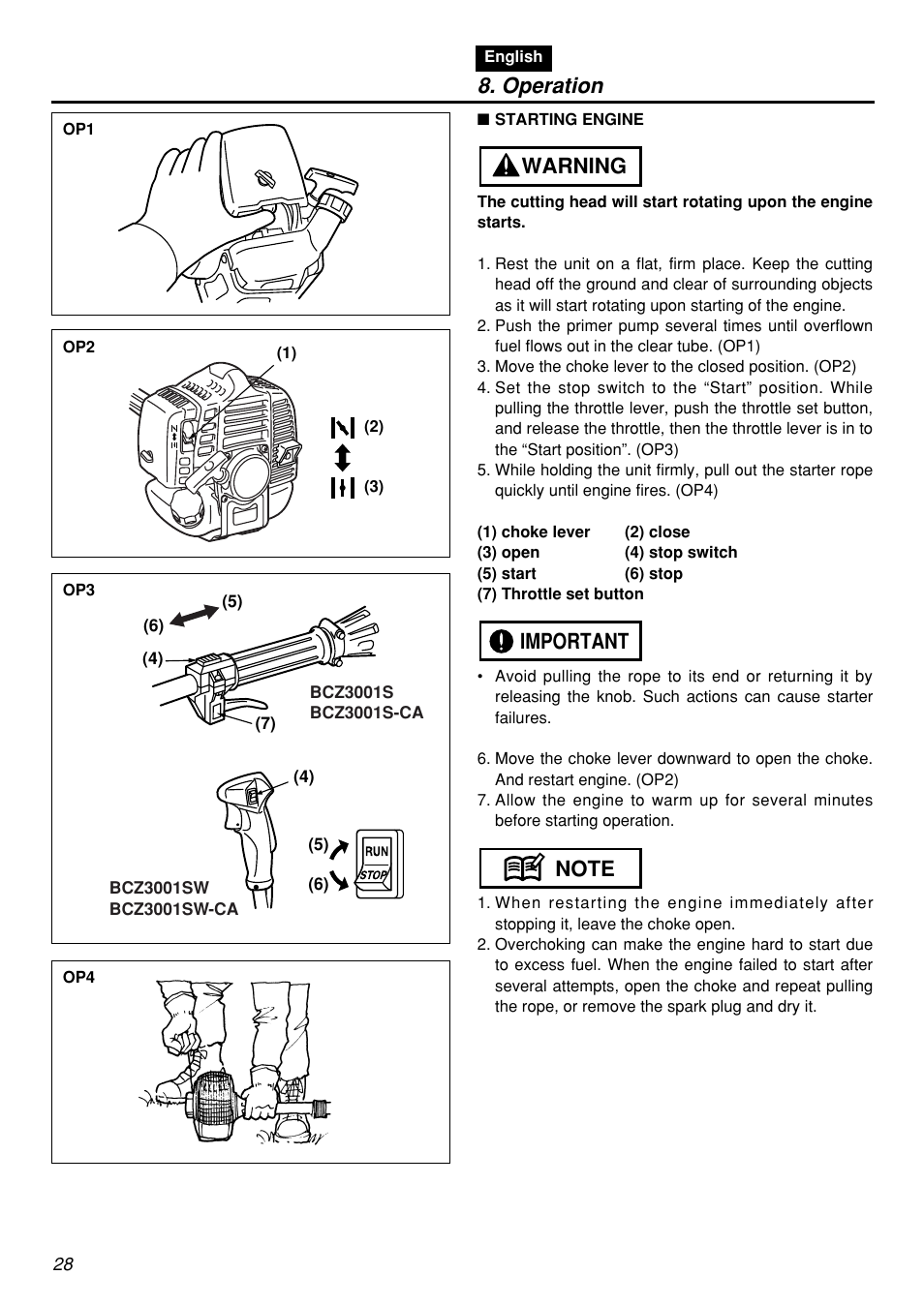 Operation | Zenoah BCZ3001S-CA User Manual | Page 28 / 68