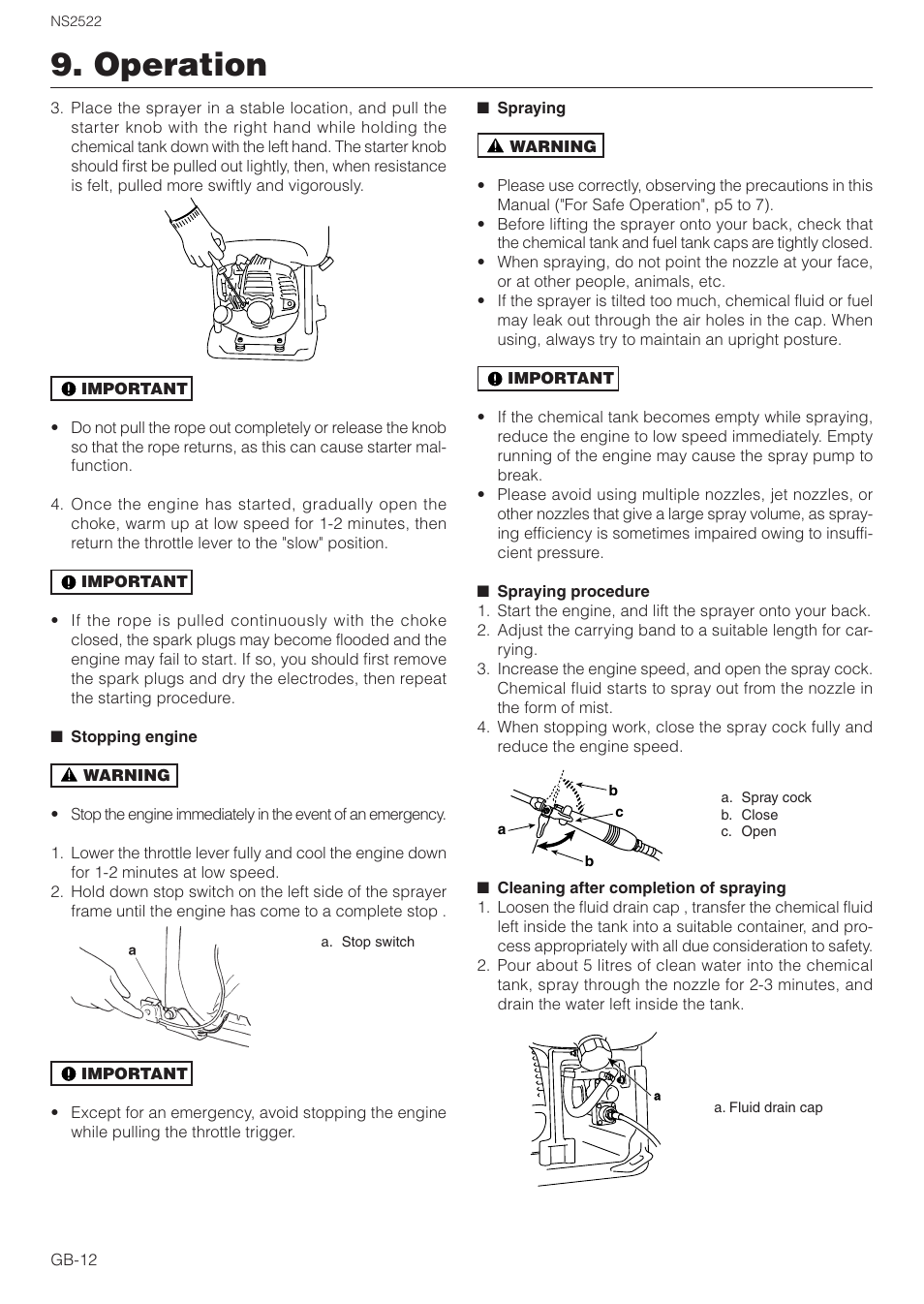 Operation | Zenoah NS2522 User Manual | Page 12 / 16
