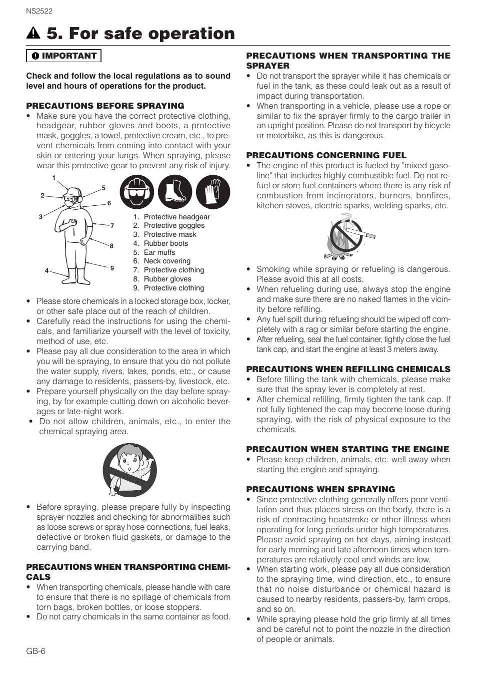 For safe operation | Zenoah NS2522 User Manual | Page 6 / 16
