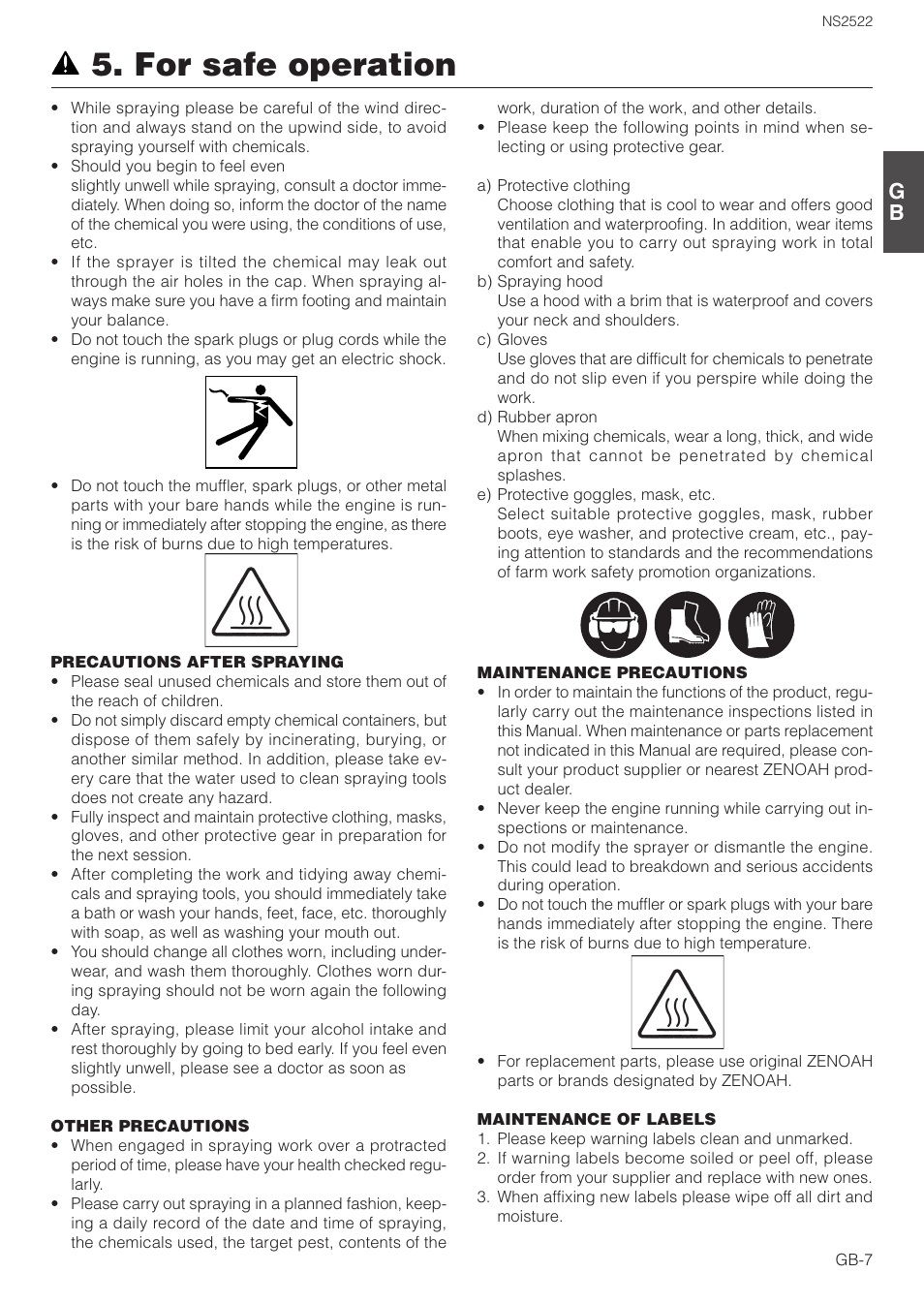 For safe operation | Zenoah NS2522 User Manual | Page 7 / 16