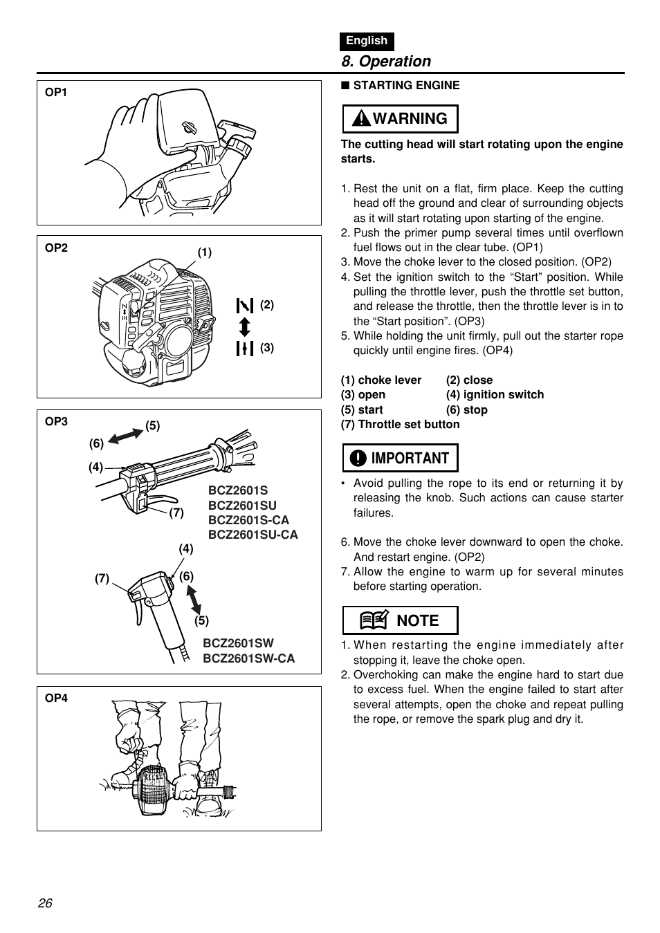Operation | Zenoah BCZ2601S User Manual | Page 26 / 64